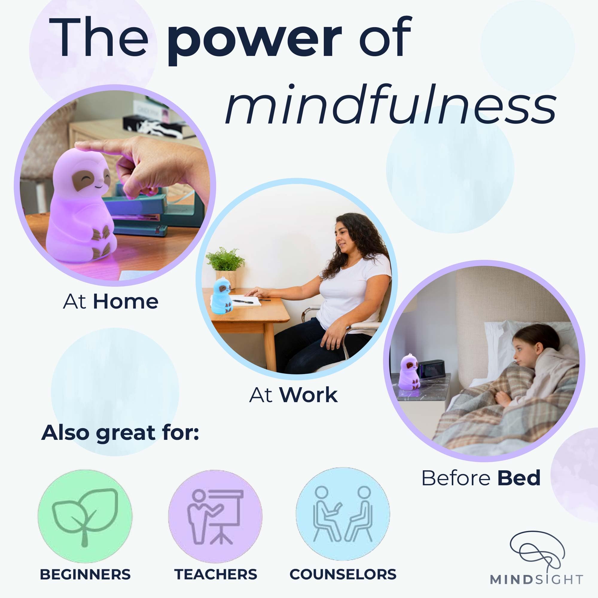 Mindsight 'Original Breathing Buddha' Guided Visual Meditation | 3 Modes to Slow Your Breathing & Calm Your Mind | Stress & Anxiety Relief | Wellness Gift | Adults, Kids, Classrooms | USB Rechargeable