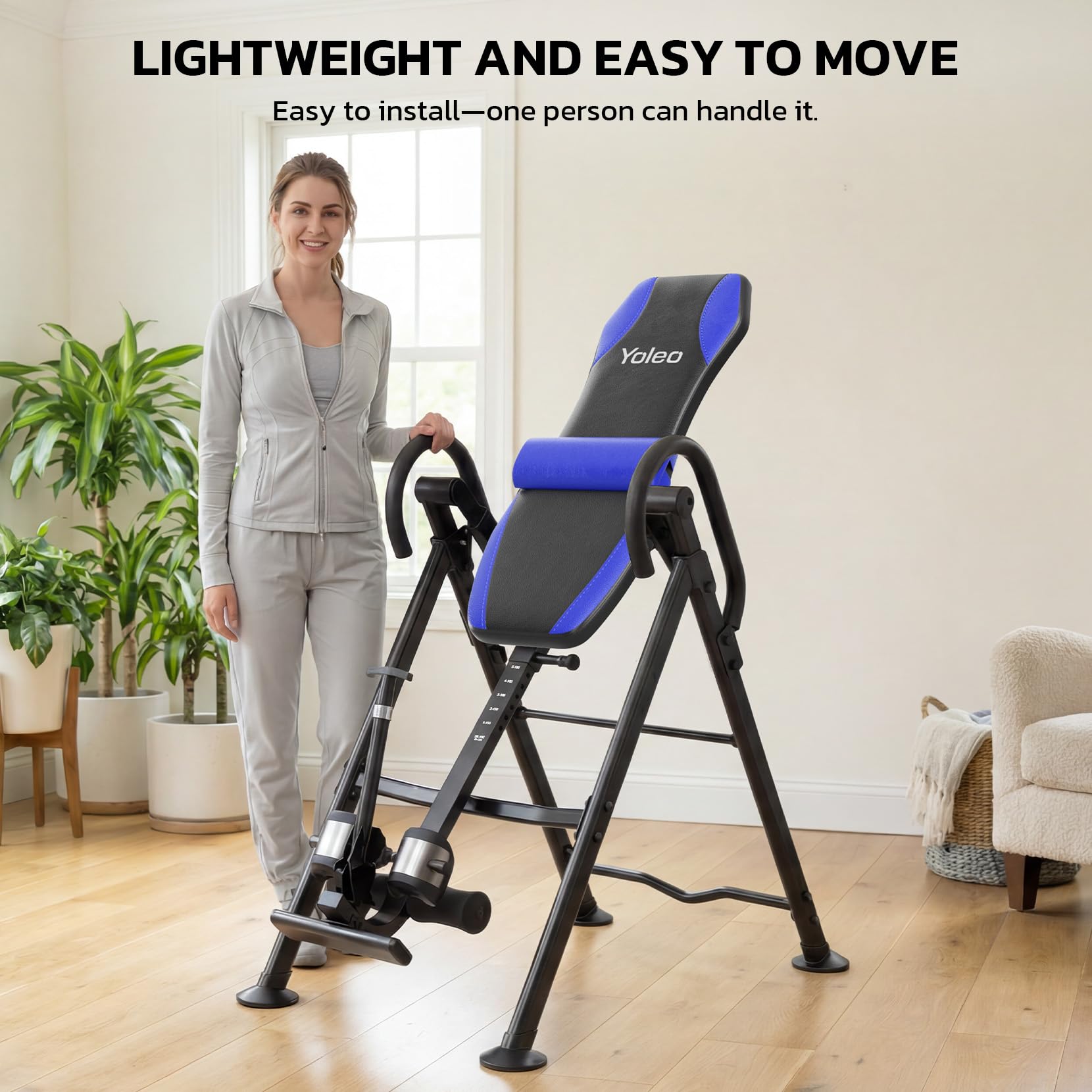 YOLEO Gravity Inversion Table for Back Pain Relief 2026 New Inversion Table | w/Lumbar Support, Easy to Assemble, Back Stretcher Machine 300 lbs
