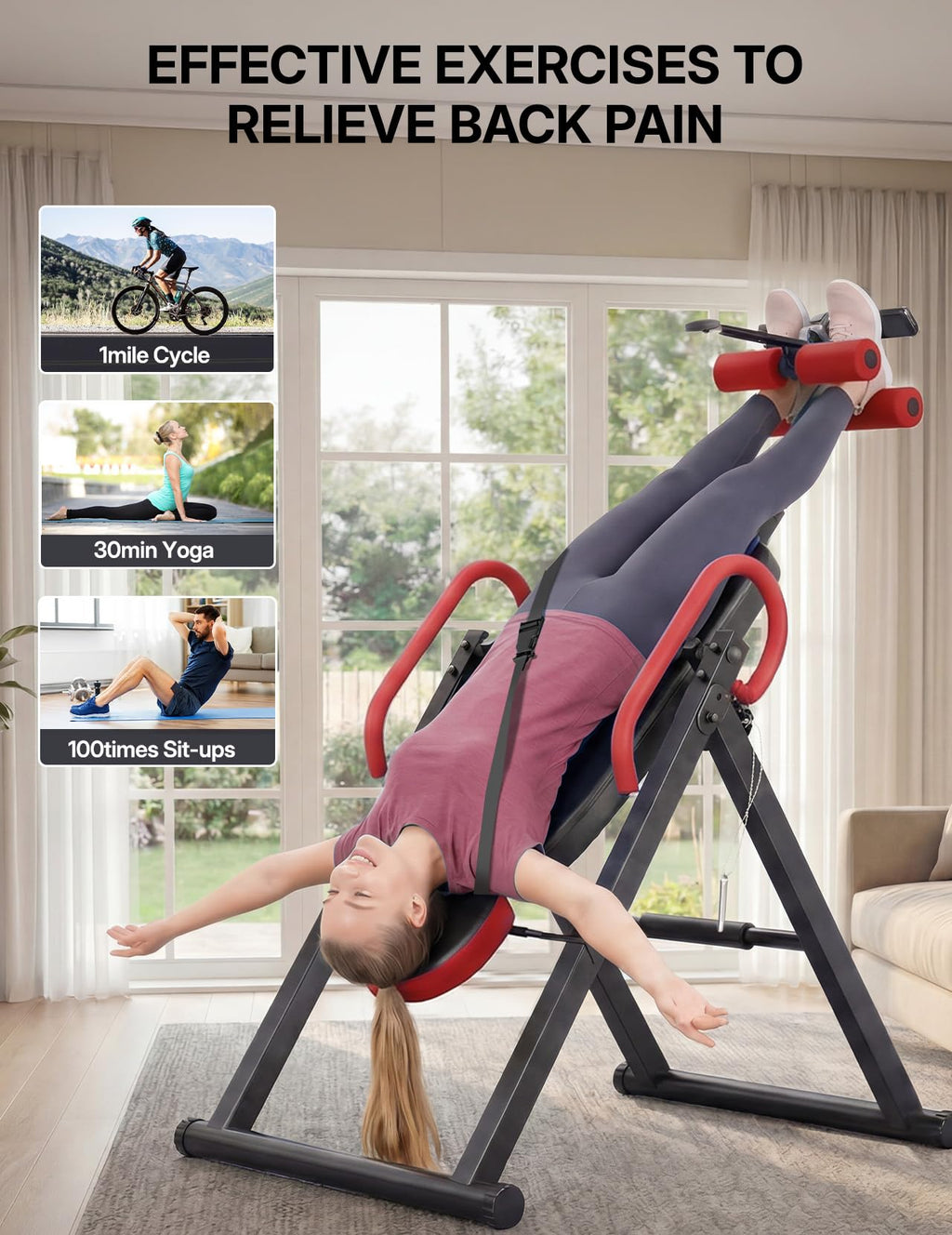 YOLEO Gravity Inversion Table for Back Pain Relief 2026 New Inversion Table | w/Lumbar Support, Easy to Assemble, Back Stretcher Machine 300 lbs