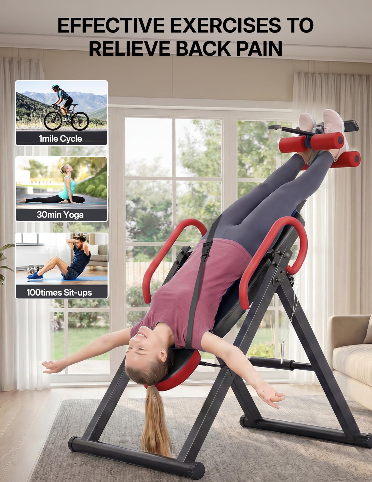 YOLEO Gravity Inversion Table for Back Pain Relief 2026 New Inversion Table | w/Lumbar Support, Easy to Assemble, Back Stretcher Machine 300 lbs