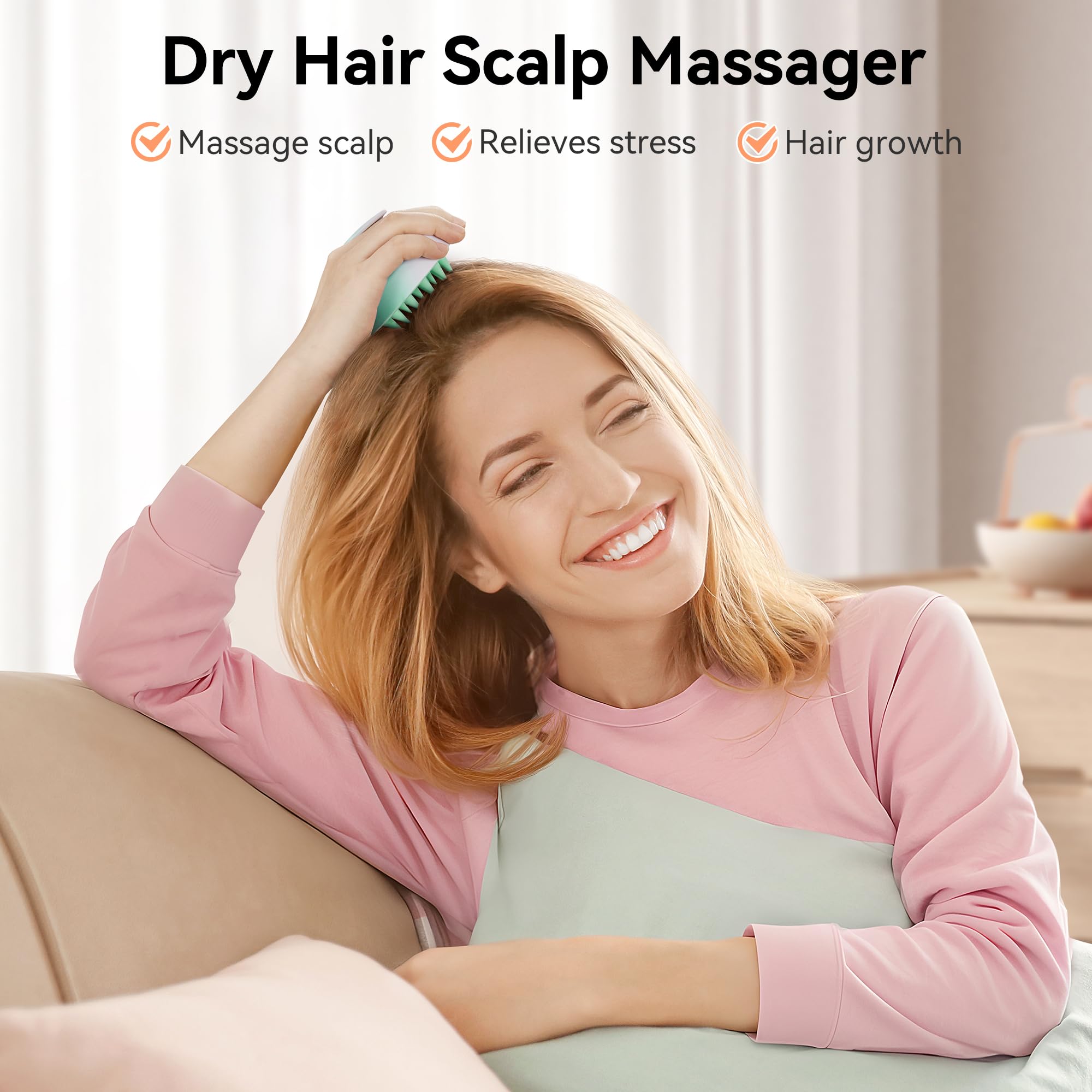HEETA Scalp Massager Hair Growth Scrubber for Dandruff Removal Hair Care | Silicone Head Massager Relaxing, Shampoo Brush Cleansing Exfoliating for All Hair Type, Easy-Grip, Bath Shower Accessories