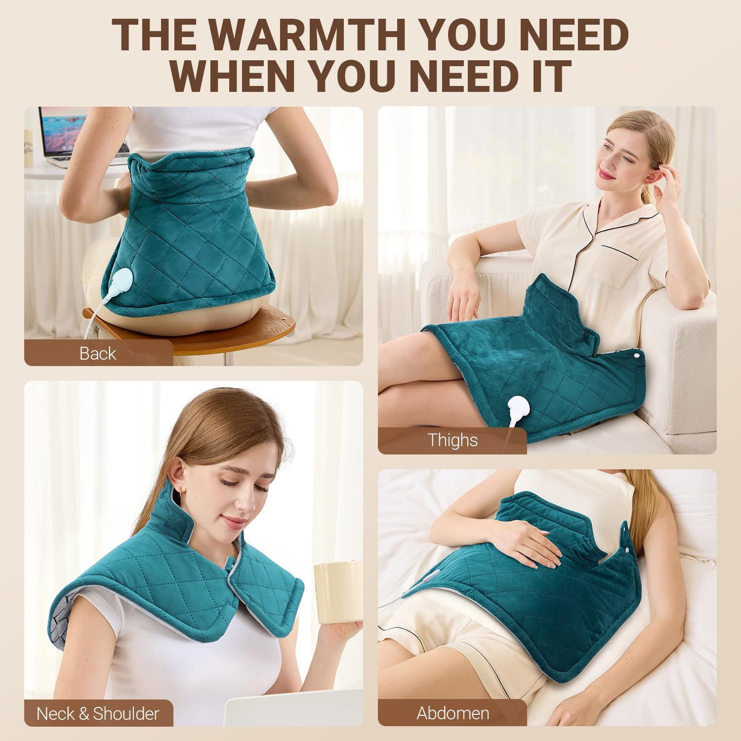 Graphene-Infused Heating Pad for Neck and Shoulders and Back, Heated Wrap | Deeper Pain Relief Weighted Heat Pad, Christmas Birthday Gifts for Women Men Mom Dad, Heated Pad w/6 Heat Settings 4 Auto-Off