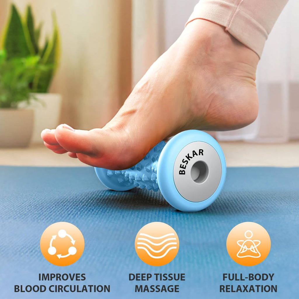 BESKAR Foot Massager Roller for Plantar Fasciitis Relief | Portable Foot Roller to Deep Tissue Muscle Massage, Foot Arch and Heel Pain, Foot Trigger Point Therapy, Reflexology Tool