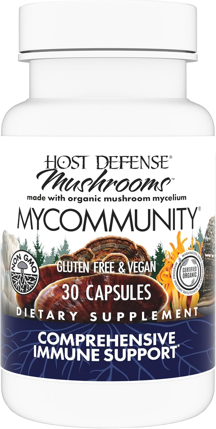 Host Defense MyCommunity Capsules, Immune Support, 120 Capsules | 17 Species Blend Organic Mushroom for Immune Support, 60 Servings