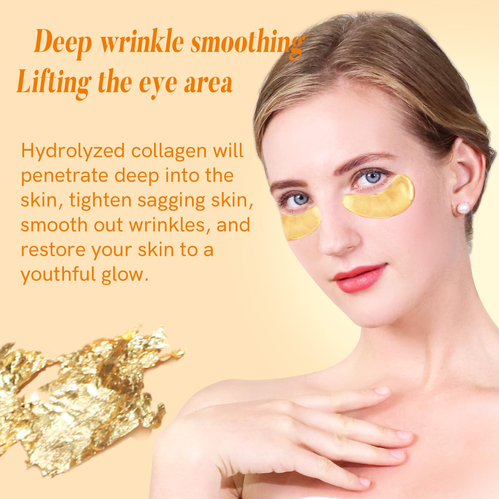 PEAUAMIE Under Eye Patches Gold and Hyaluronic Acid for puffy eyes,Rose Eye Masks for Dark Circles and Puffiness skin care Smooth Wrinkles products 30 Pairs