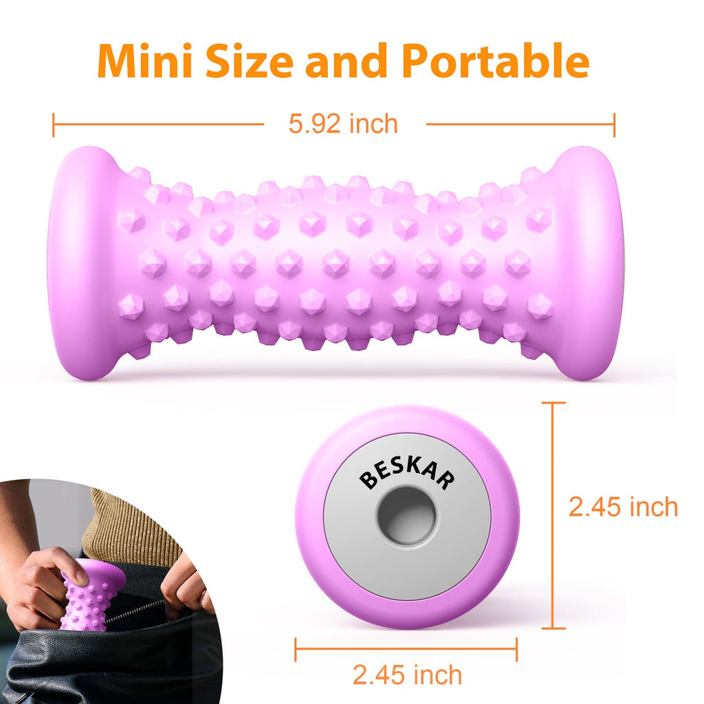 BESKAR Foot Massager Roller for Plantar Fasciitis Relief | Portable Foot Roller to Deep Tissue Muscle Massage, Foot Arch and Heel Pain, Foot Trigger Point Therapy, Reflexology Tool
