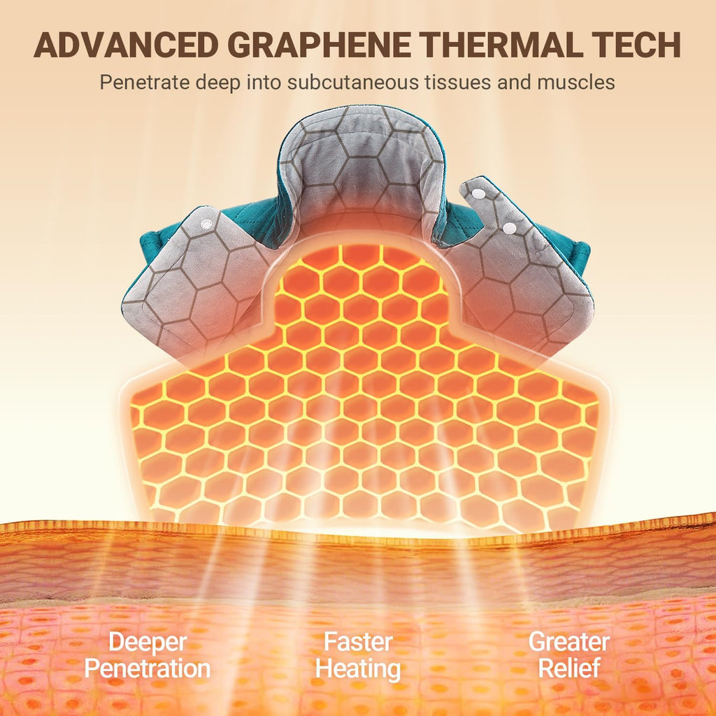Graphene-Infused Heating Pad for Neck and Shoulders and Back, Heated Wrap | Deeper Pain Relief Weighted Heat Pad, Christmas Birthday Gifts for Women Men Mom Dad, Heated Pad w/6 Heat Settings 4 Auto-Off