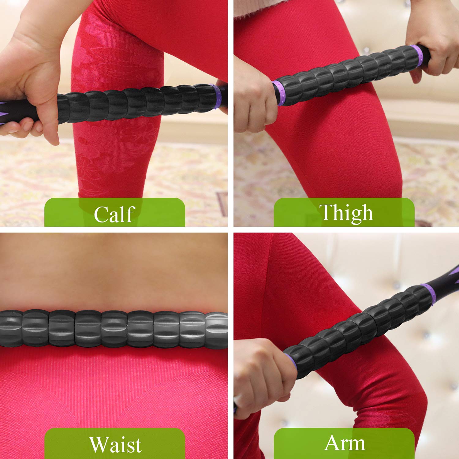 Wooden Cellulite Massage Roller for Legs and Thighs - Handheld Fascia Blaster Tool for Muscle Relief, Lymphatic Drainage & Body Sculpting - Anti Cellulite Massager for Women and Men (12 Wheel)