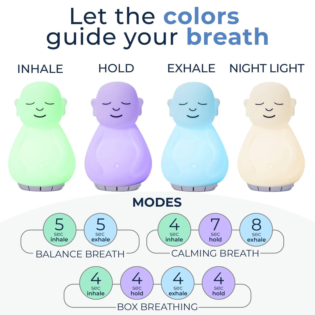 Mindsight 'Original Breathing Buddha' Guided Visual Meditation | 3 Modes to Slow Your Breathing & Calm Your Mind | Stress & Anxiety Relief | Wellness Gift | Adults, Kids, Classrooms | USB Rechargeable