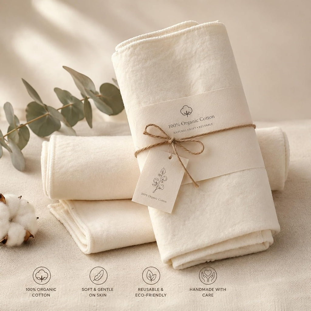 2 Pcs Organic Cotton Flannel for Castor Oil Pack Wrap, Reusable Castor Oil Compress for Stomach, Abdomen, Joints & Other Areas
