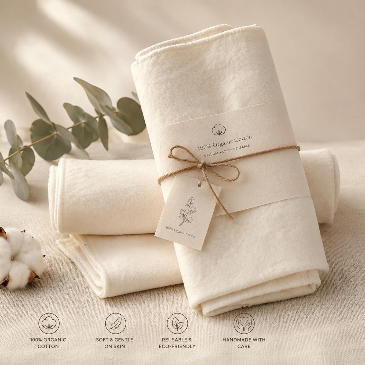 2 Pcs Organic Cotton Flannel for Castor Oil Pack Wrap, Reusable Castor Oil Compress for Stomach, Abdomen, Joints & Other Areas