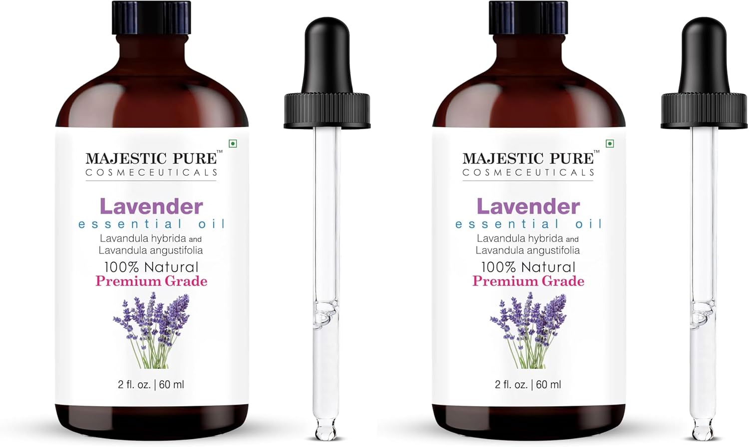 Majestic Pure Lavender Essential Oil for Diffuser - 4 Fl Oz | 100% Natural Essentials Oils for Aromatherapy, Soap and Candle Making Fragrance, Massage and Skin, Lavender Oil
