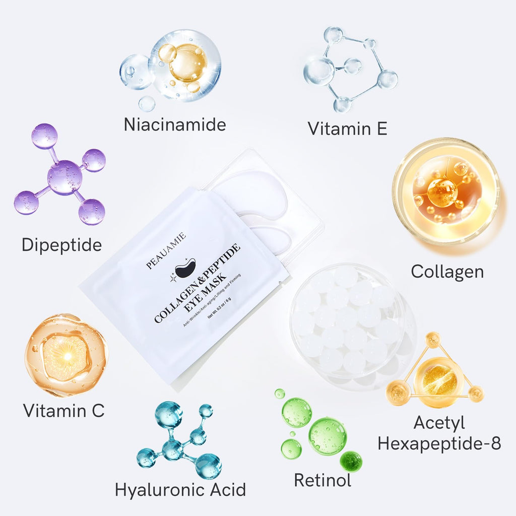 PEAUAMIE Under Eye Patches Gold and Hyaluronic Acid for puffy eyes,Rose Eye Masks for Dark Circles and Puffiness skin care Smooth Wrinkles products 30 Pairs