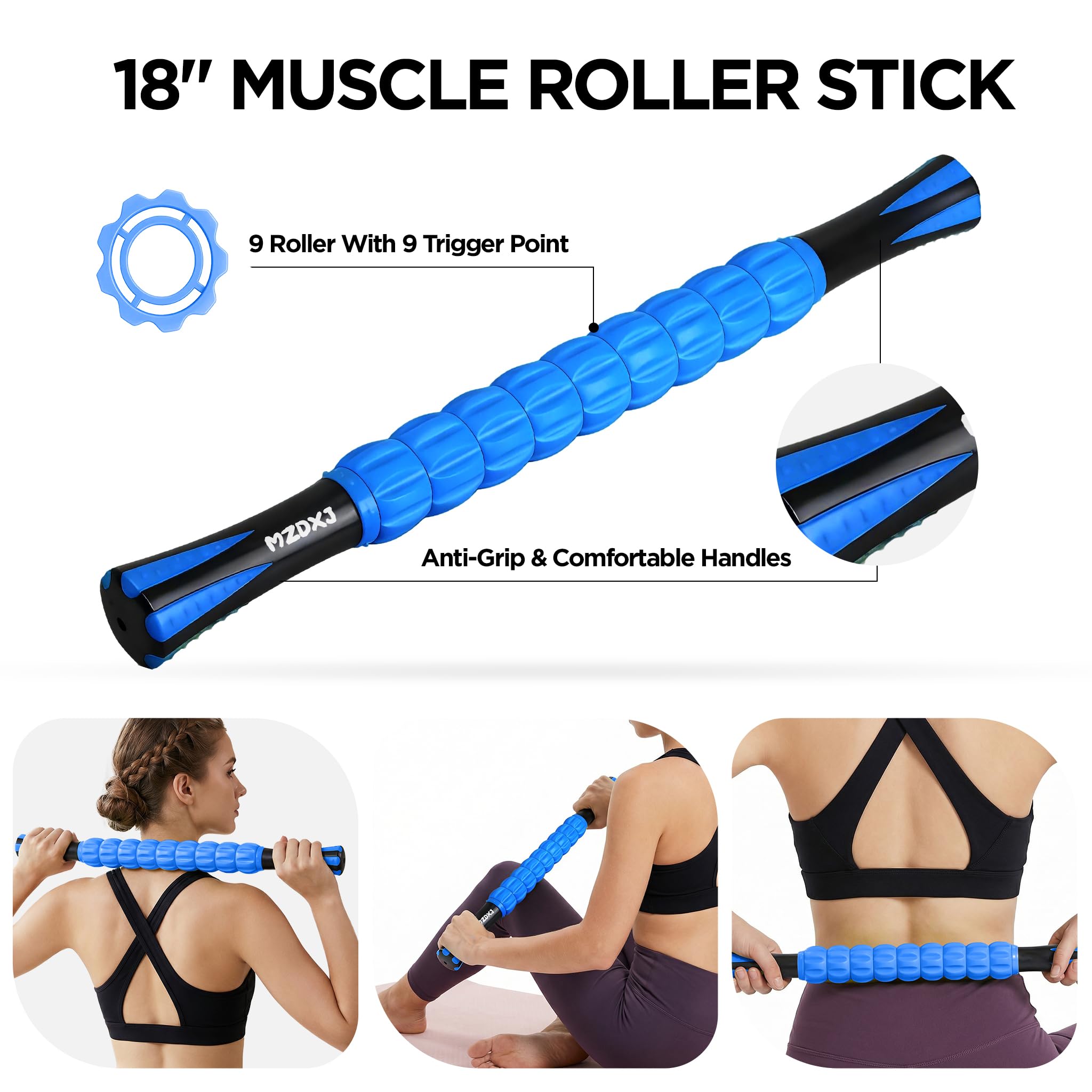 Wooden Cellulite Massage Roller for Legs and Thighs - Handheld Fascia Blaster Tool for Muscle Relief, Lymphatic Drainage & Body Sculpting - Anti Cellulite Massager for Women and Men (12 Wheel)