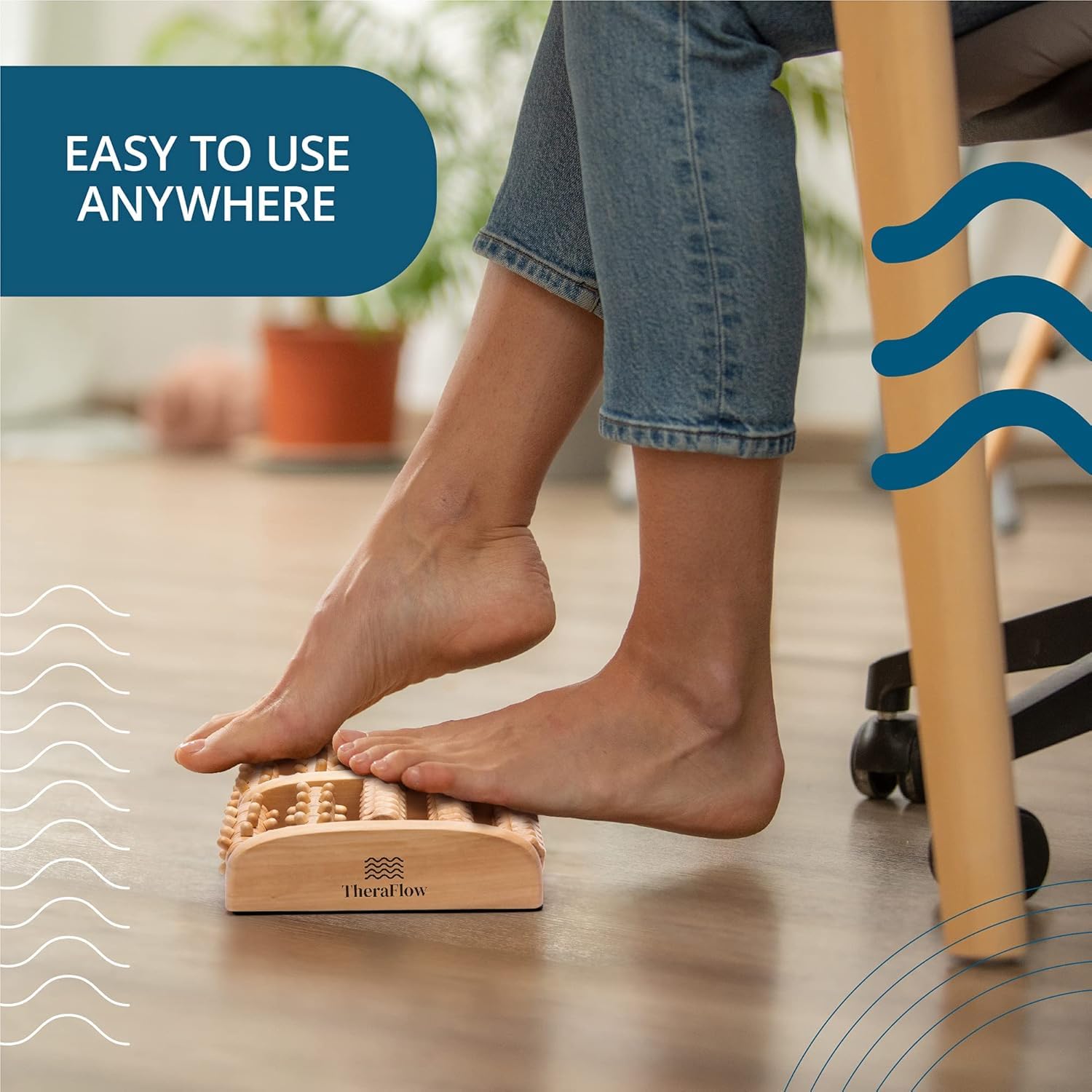 TheraFlow Foot Roller for Plantar Fasciitis Relief and Neuropathy Pain Relief for Feet - Wooden Foot Massager Roller Acupressure Tool with Reflexology Chart - Mom Gifts for Women and Men