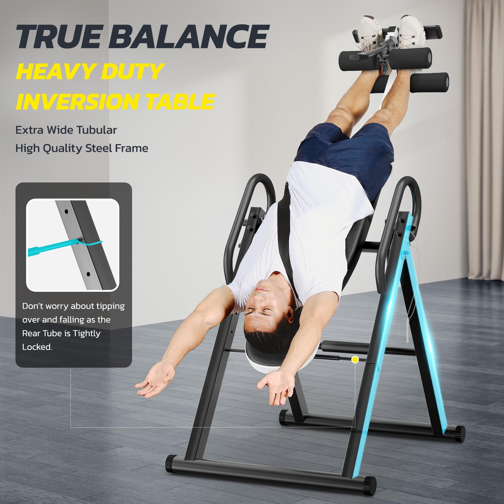YOLEO Gravity Inversion Table for Back Pain Relief 2026 New Inversion Table | w/Lumbar Support, Easy to Assemble, Back Stretcher Machine 300 lbs