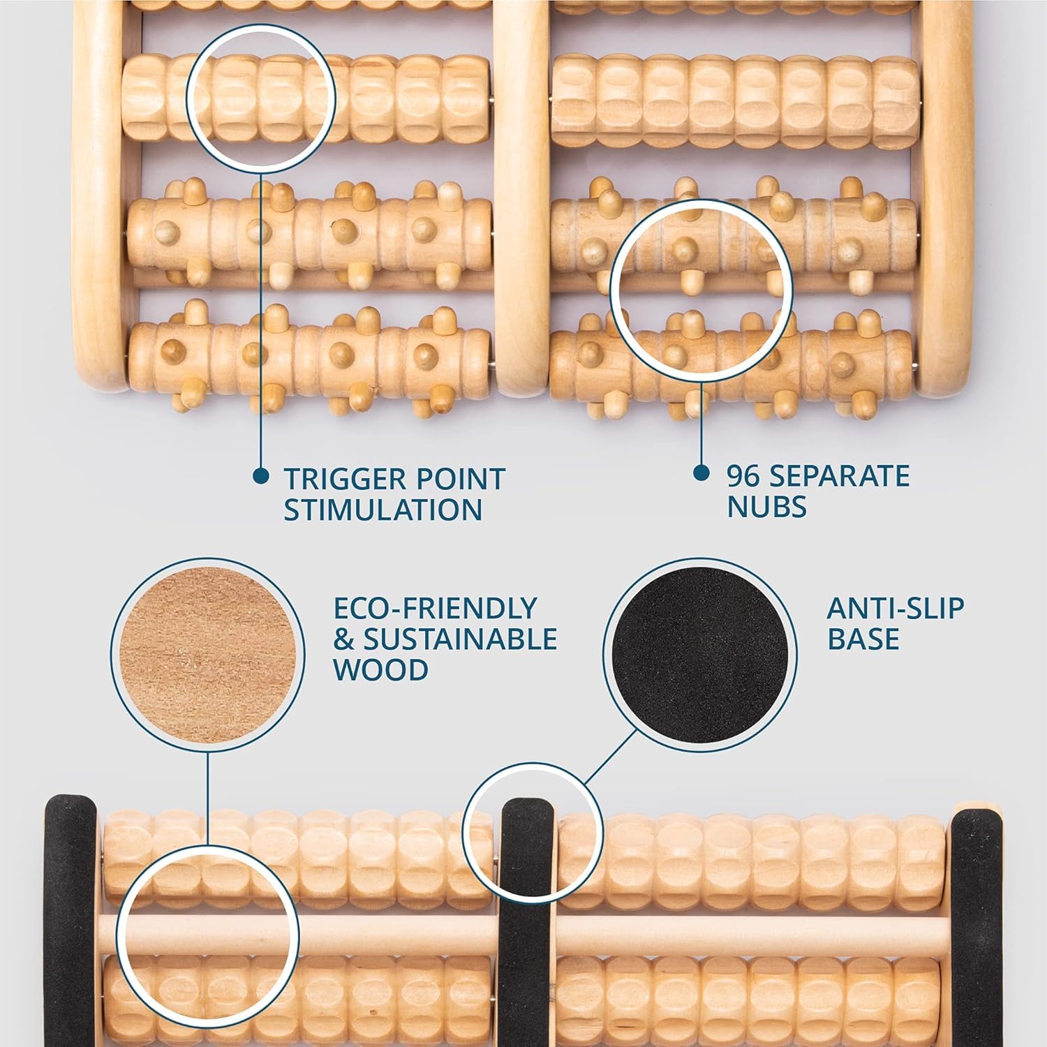 TheraFlow Foot Roller for Plantar Fasciitis Relief and Neuropathy Pain Relief for Feet - Wooden Foot Massager Roller Acupressure Tool with Reflexology Chart - Mom Gifts for Women and Men