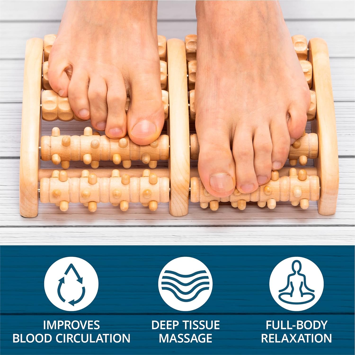 TheraFlow Foot Roller for Plantar Fasciitis Relief and Neuropathy Pain Relief for Feet - Wooden Foot Massager Roller Acupressure Tool with Reflexology Chart - Mom Gifts for Women and Men