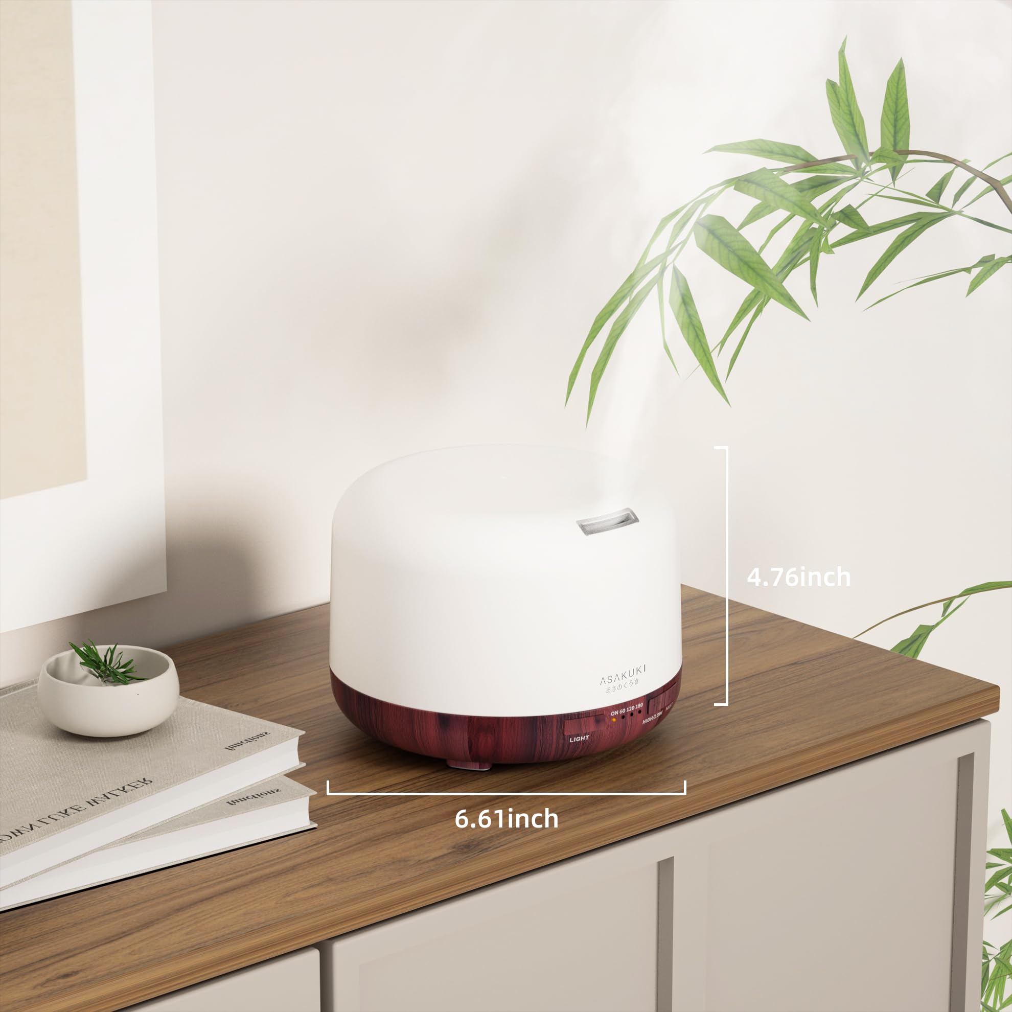 ASAKUKI Essential Oil Diffuser for Home, 500ML Aromatherapy Humidifier | with Remote Control, 7 Color LED Lights, Quiet Cool Mist Diffuser for Bedroom, Living Room, Office (Yellow)