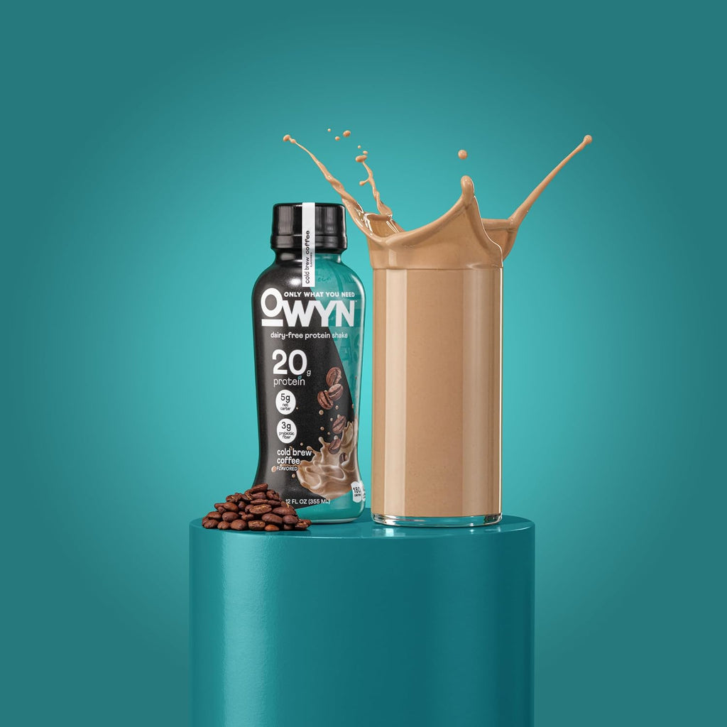 OWYN Only What You Need Dark Chocolate Flavored 20g Protein Shake, 12 Ct | 20g Protein, 4g Sugar, 3g Prebiotic Fiber, Dairy Free, Plant Protein, Gluten Free, Individual 12fl oz Bottles