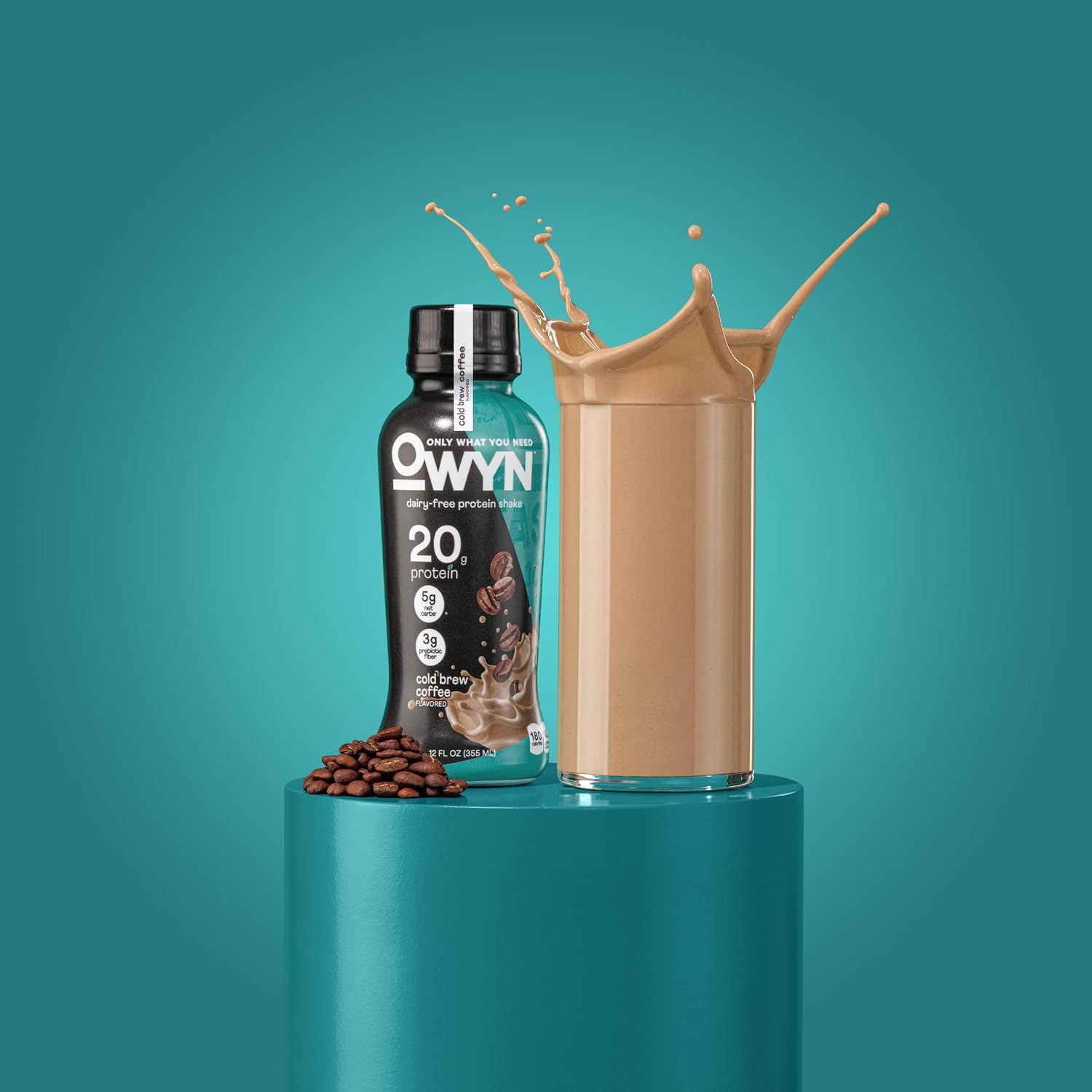 OWYN Only What You Need Dark Chocolate Flavored 20g Protein Shake, 12 Ct | 20g Protein, 4g Sugar, 3g Prebiotic Fiber, Dairy Free, Plant Protein, Gluten Free, Individual 12fl oz Bottles