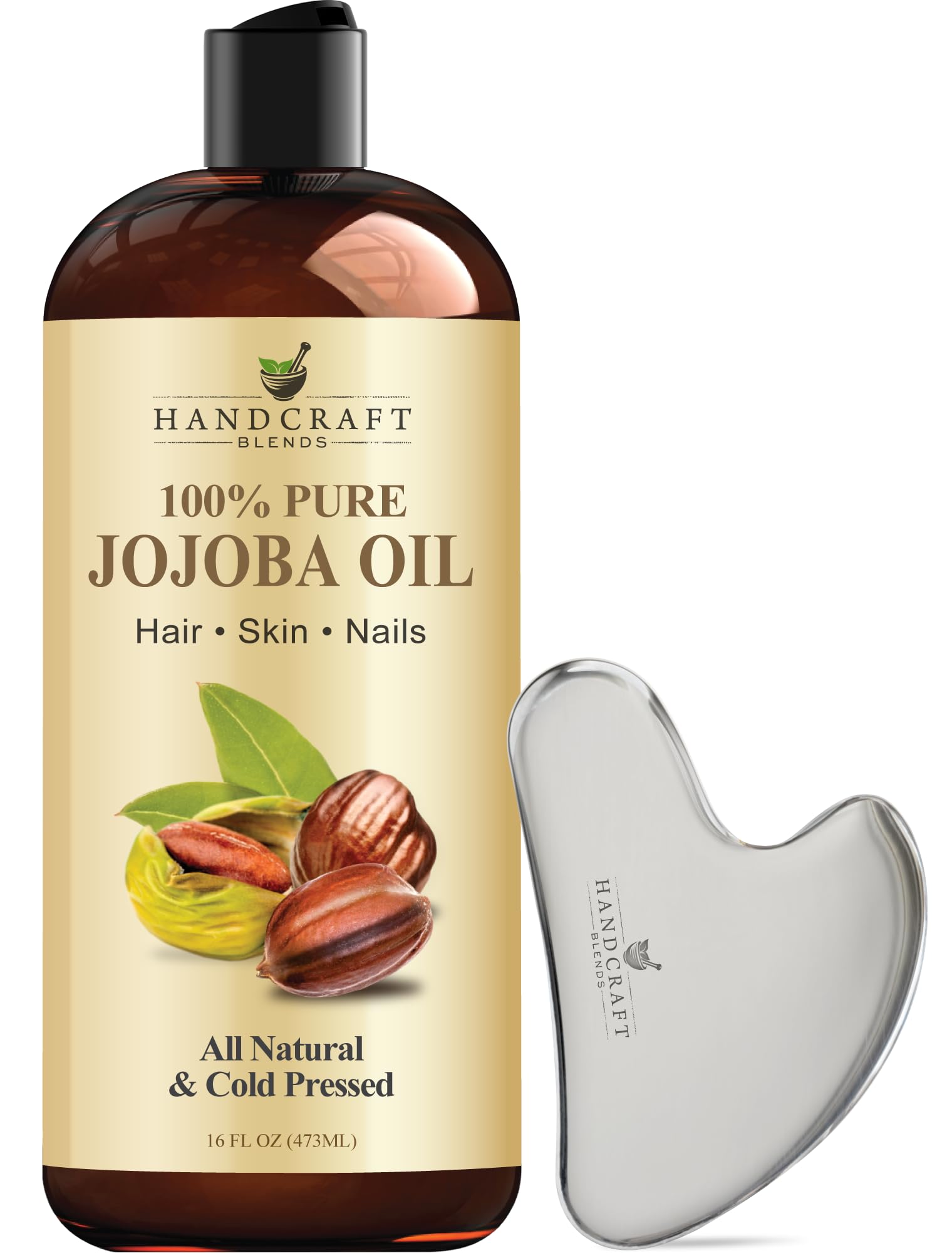 Handcraft Blends Cold-Pressed Organic Castor Oil 16 Fl Oz | Glass Bottle | Roll on Bottle | 100% Pure and Natural | Premium Grade Carrier Oil | Hair, Eyelashes and Eyebrows | Hair and Body