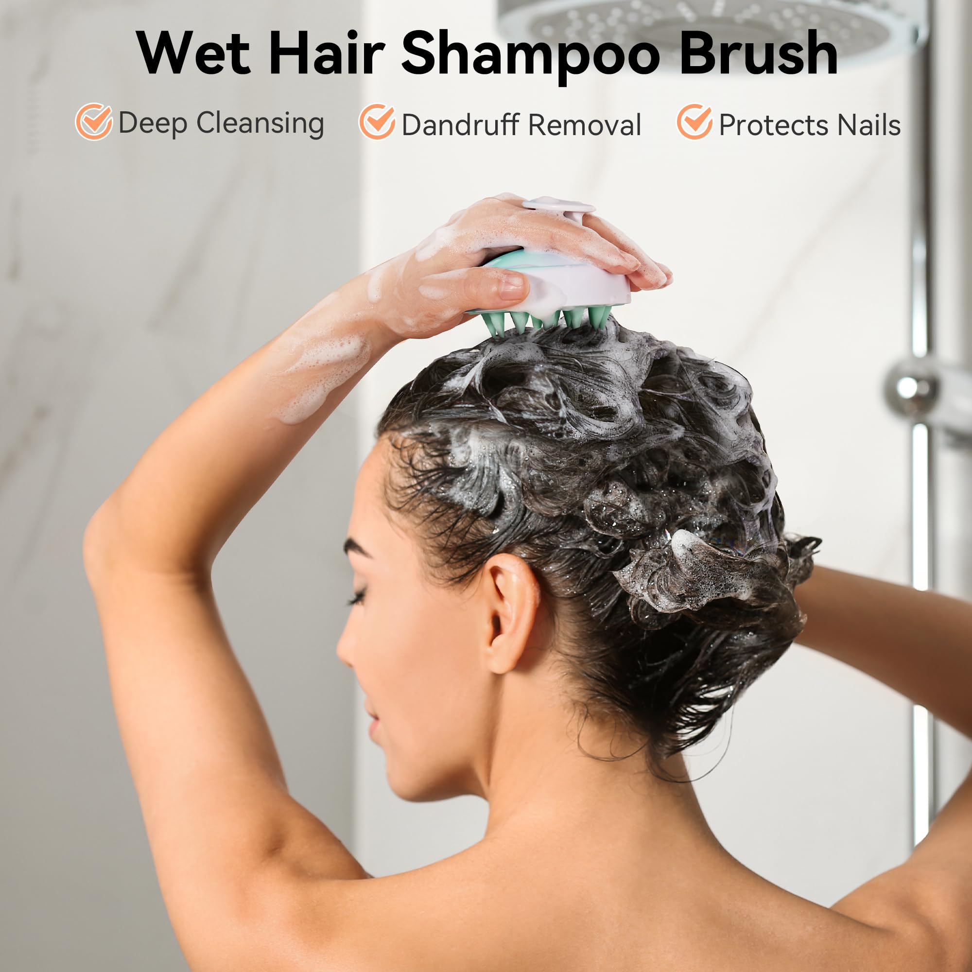HEETA Scalp Massager Hair Growth Scrubber for Dandruff Removal Hair Care | Silicone Head Massager Relaxing, Shampoo Brush Cleansing Exfoliating for All Hair Type, Easy-Grip, Bath Shower Accessories