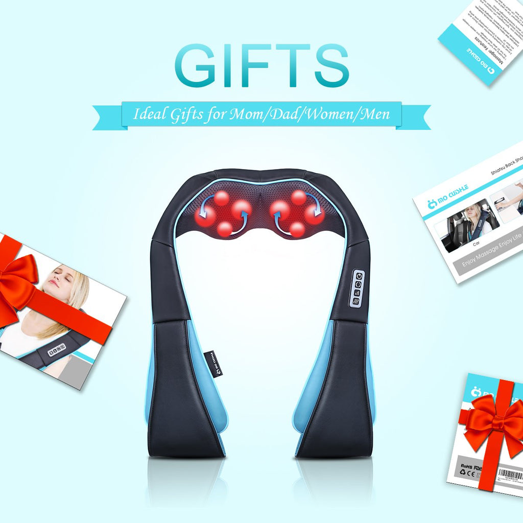 Mo Cuishle Women Men Gifts, Shiatsu Back Shoulder & Neck Massager with Heat | Electric Deep Tissue 4D Kneading Massage, Best Gifts for Mom Dad Wife Husband her Him, Christmas, Birthday (NOT Cordless)