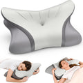 Pain Relief Cervical Neck Pillow, Ergonomic Contour | Q-Max Cooling | Non-Temperature Memory Foam | Side/Back/Stomach Sleeper Support for Sleeping, Reading, Scrolling (Light Grey & Dark Grey)