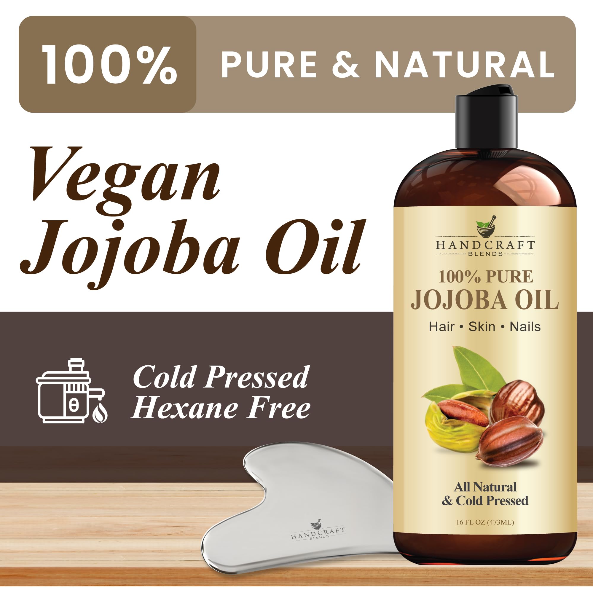 Handcraft Blends Cold-Pressed Organic Castor Oil 16 Fl Oz | Glass Bottle | Roll on Bottle | 100% Pure and Natural | Premium Grade Carrier Oil | Hair, Eyelashes and Eyebrows | Hair and Body