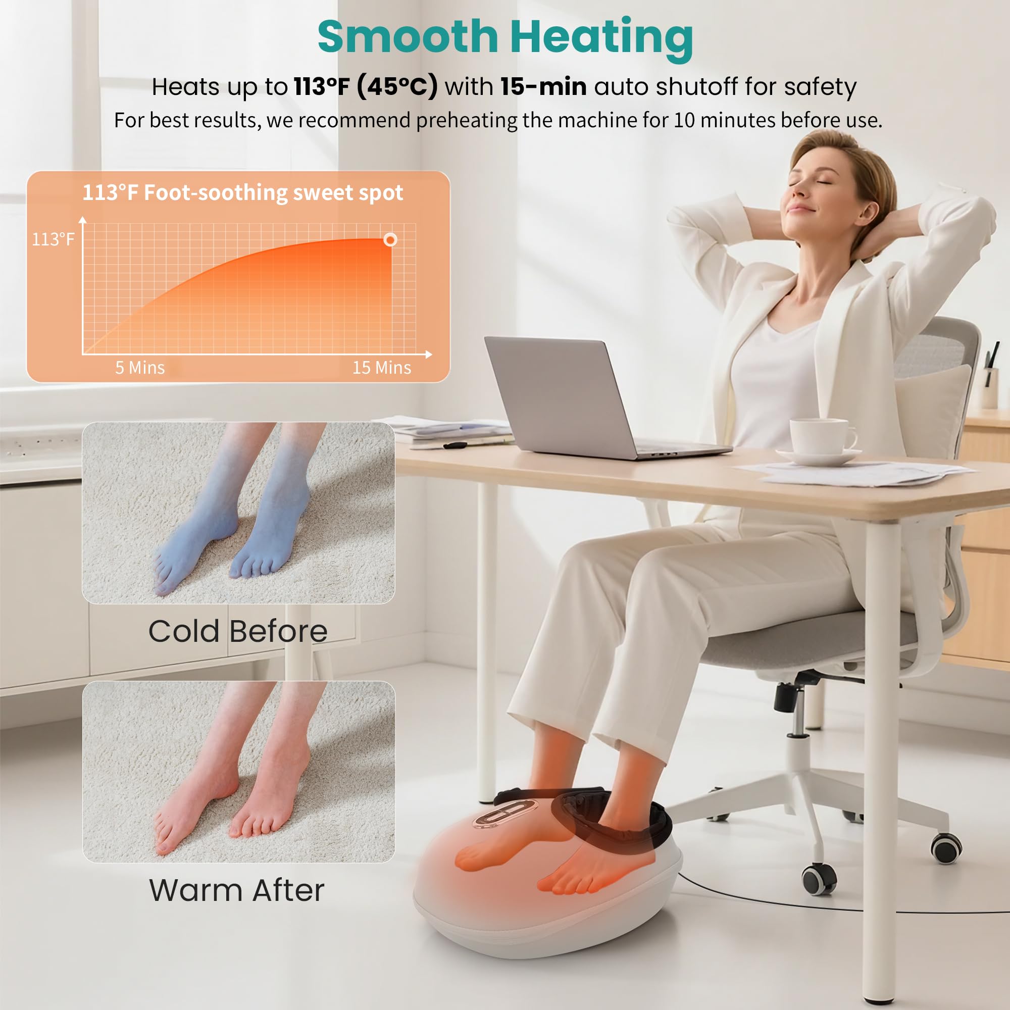 Nekteck Shiatsu Foot Massager with Heat [2026 Upgraded], 3 Modes Deep Kneading Therapy Air Compression, Feet Massage for Plantar Fasciitis, Relaxation Gifts for Men Women Mom Dad Birthday