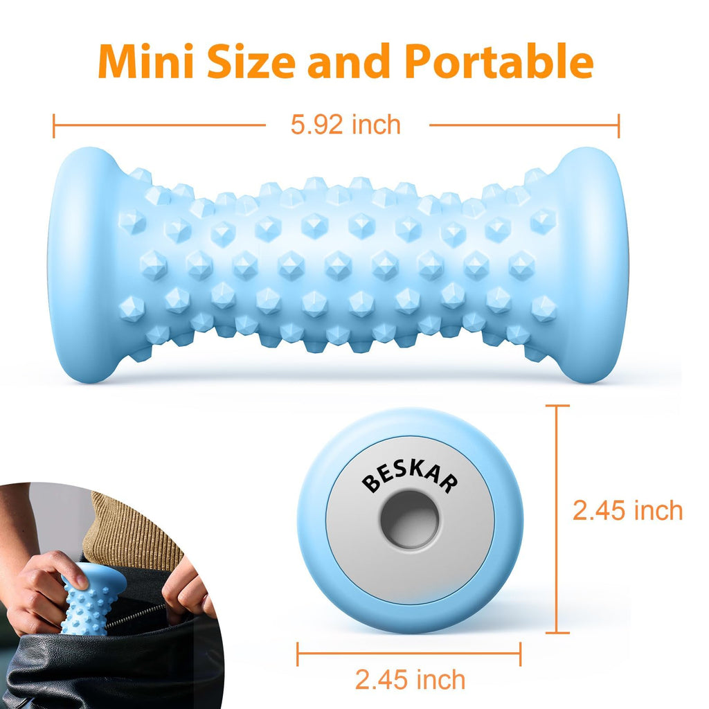 BESKAR Foot Massager Roller for Plantar Fasciitis Relief | Portable Foot Roller to Deep Tissue Muscle Massage, Foot Arch and Heel Pain, Foot Trigger Point Therapy, Reflexology Tool
