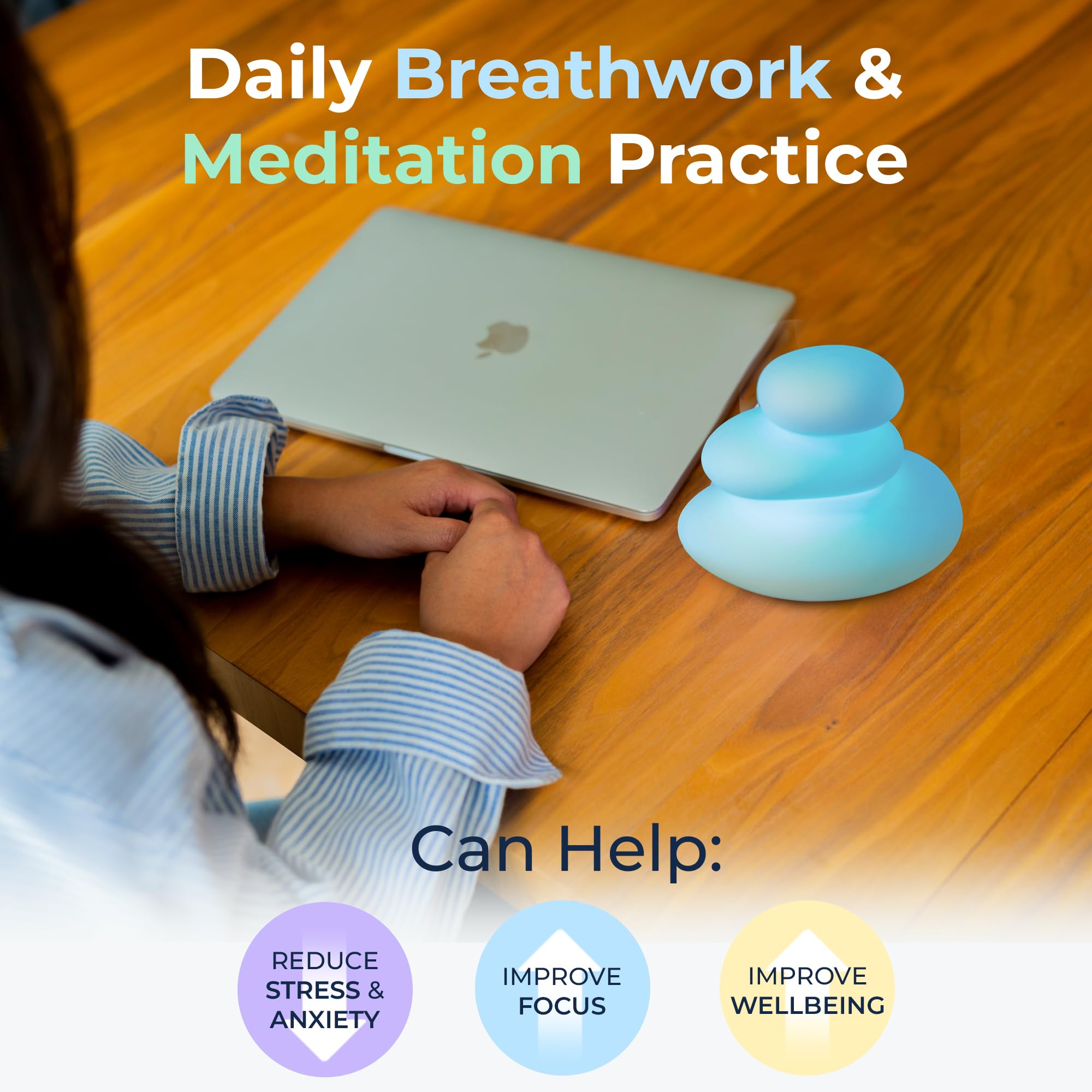 Mindsight 'Original Breathing Buddha' Guided Visual Meditation | 3 Modes to Slow Your Breathing & Calm Your Mind | Stress & Anxiety Relief | Wellness Gift | Adults, Kids, Classrooms | USB Rechargeable