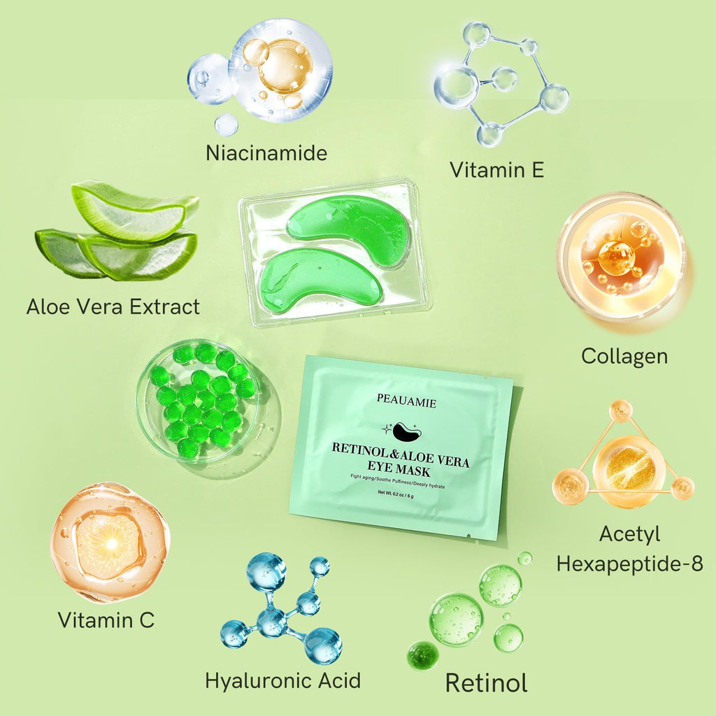 PEAUAMIE Under Eye Patches Gold and Hyaluronic Acid for puffy eyes,Rose Eye Masks for Dark Circles and Puffiness skin care Smooth Wrinkles products 30 Pairs
