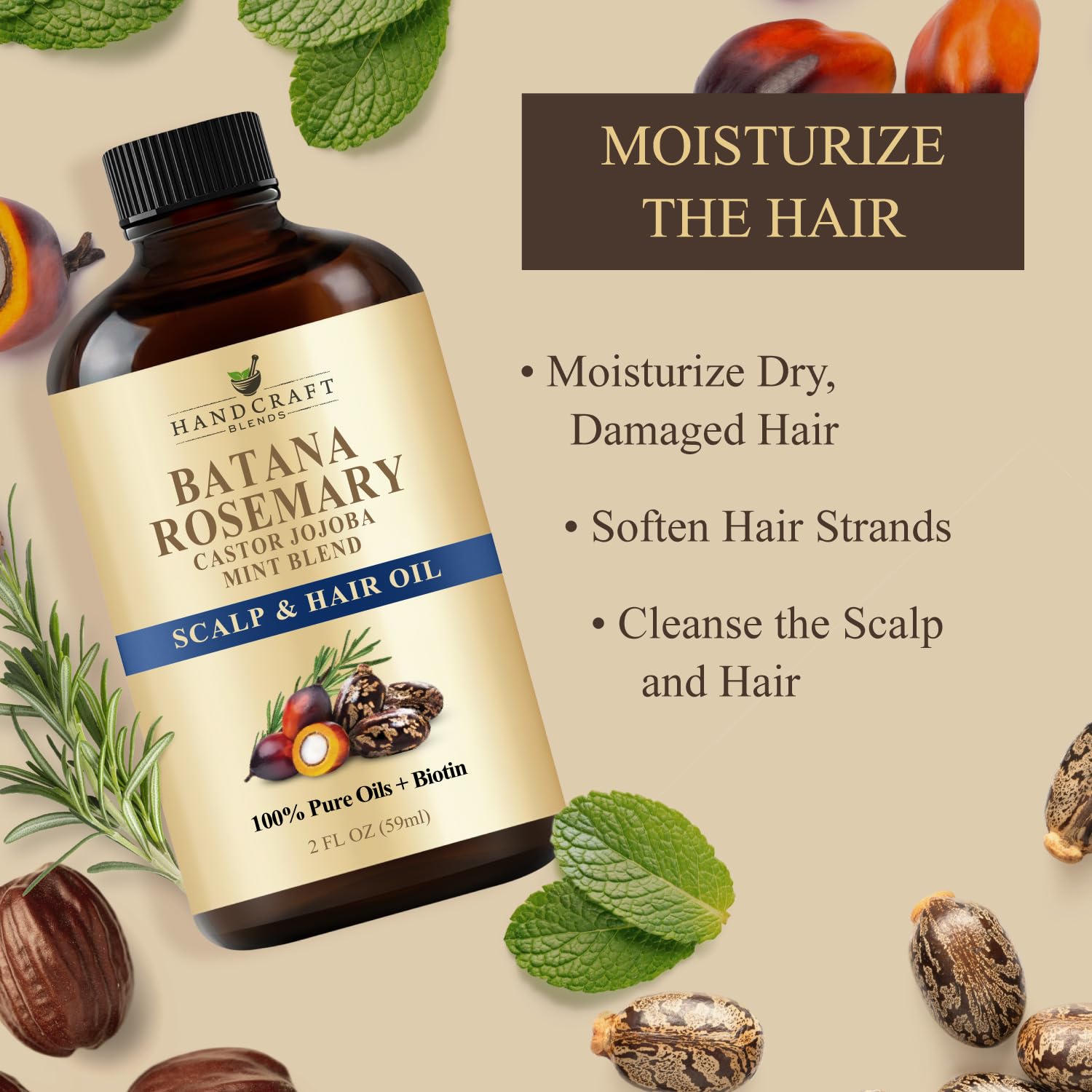 Handcraft Blends Cold-Pressed Organic Castor Oil 16 Fl Oz | Glass Bottle | Roll on Bottle | 100% Pure and Natural | Premium Grade Carrier Oil | Hair, Eyelashes and Eyebrows | Hair and Body