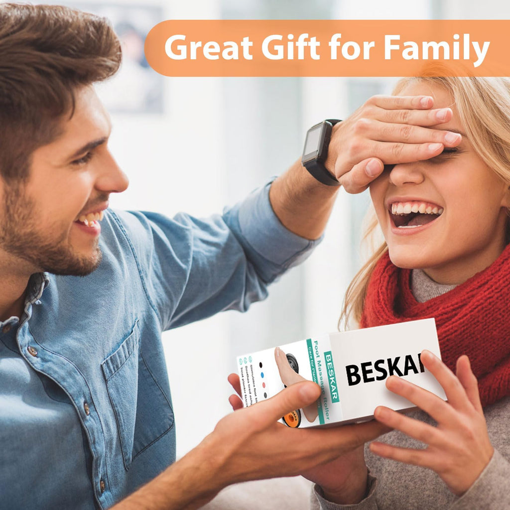 BESKAR Foot Massager Roller for Plantar Fasciitis Relief | Portable Foot Roller to Deep Tissue Muscle Massage, Foot Arch and Heel Pain, Foot Trigger Point Therapy, Reflexology Tool
