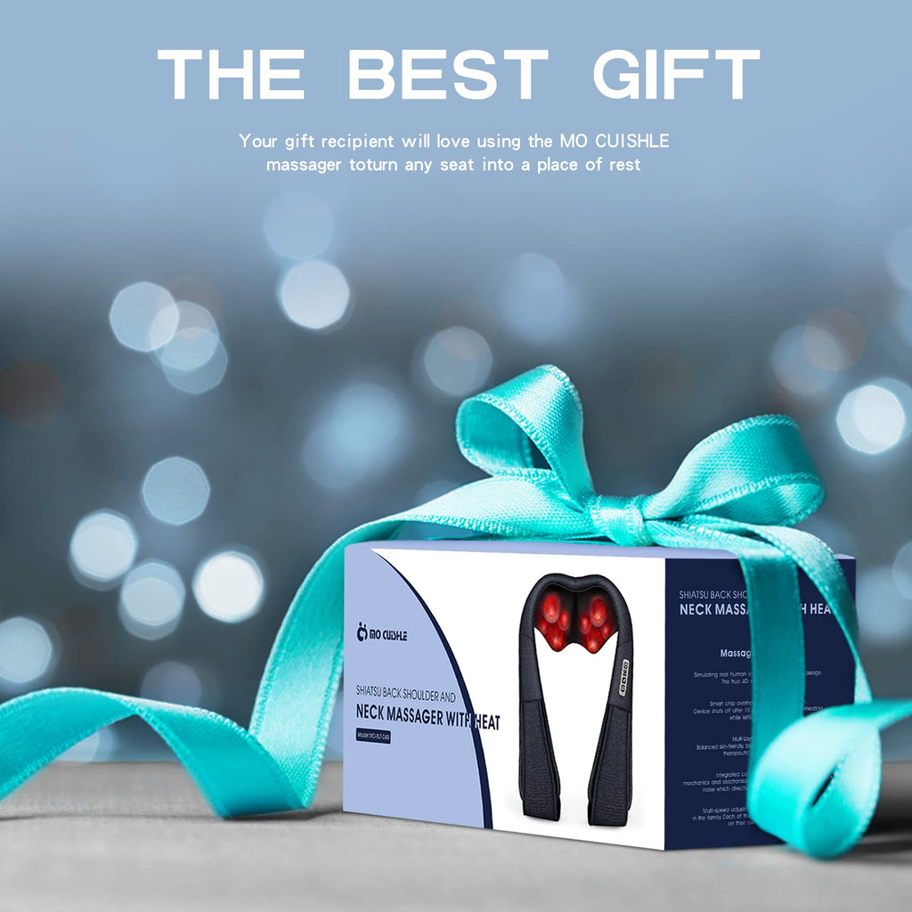 Mo Cuishle Women Men Gifts, Shiatsu Back Shoulder & Neck Massager with Heat | Electric Deep Tissue 4D Kneading Massage, Best Gifts for Mom Dad Wife Husband her Him, Christmas, Birthday (NOT Cordless)