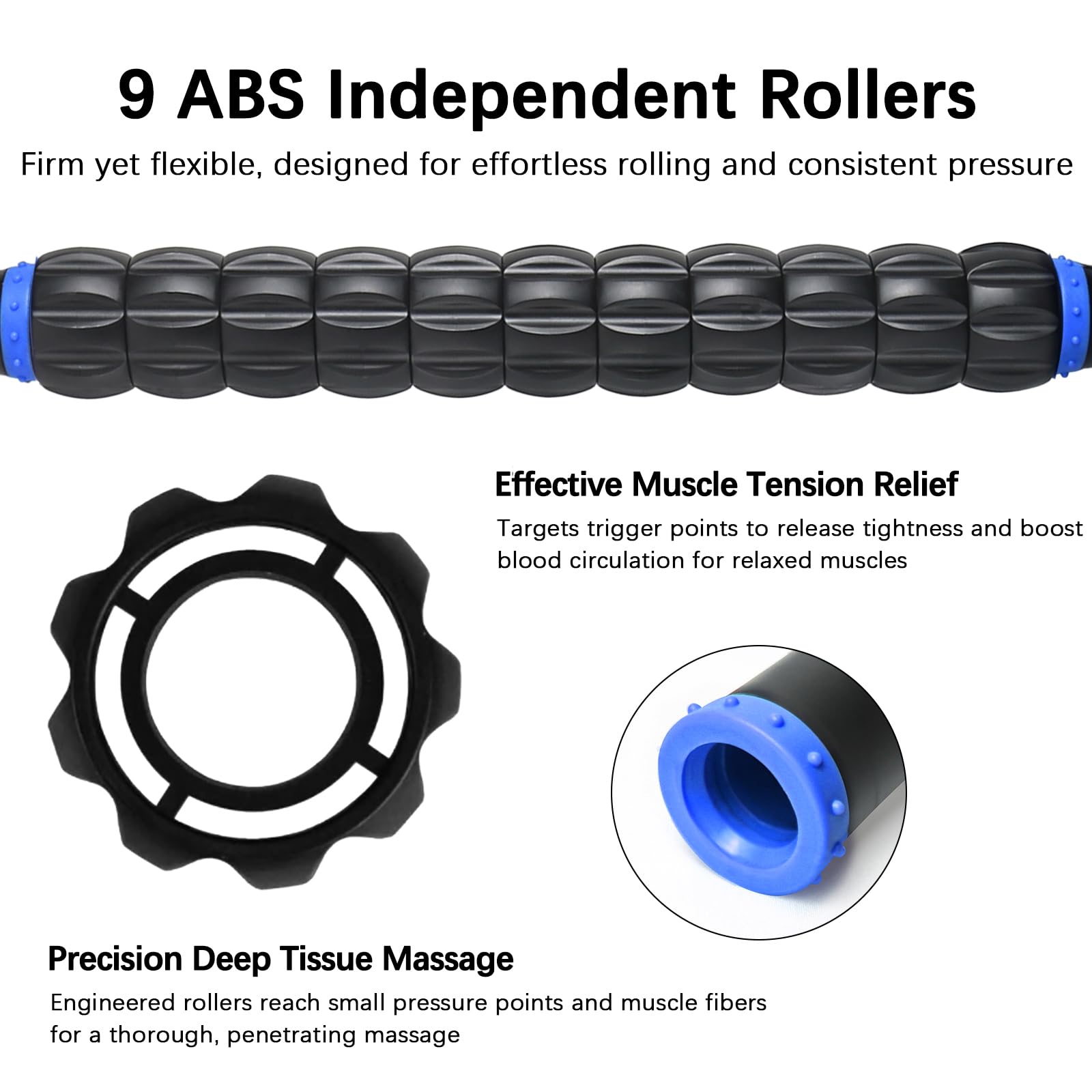 Wooden Cellulite Massage Roller for Legs and Thighs - Handheld Fascia Blaster Tool for Muscle Relief, Lymphatic Drainage & Body Sculpting - Anti Cellulite Massager for Women and Men (12 Wheel)