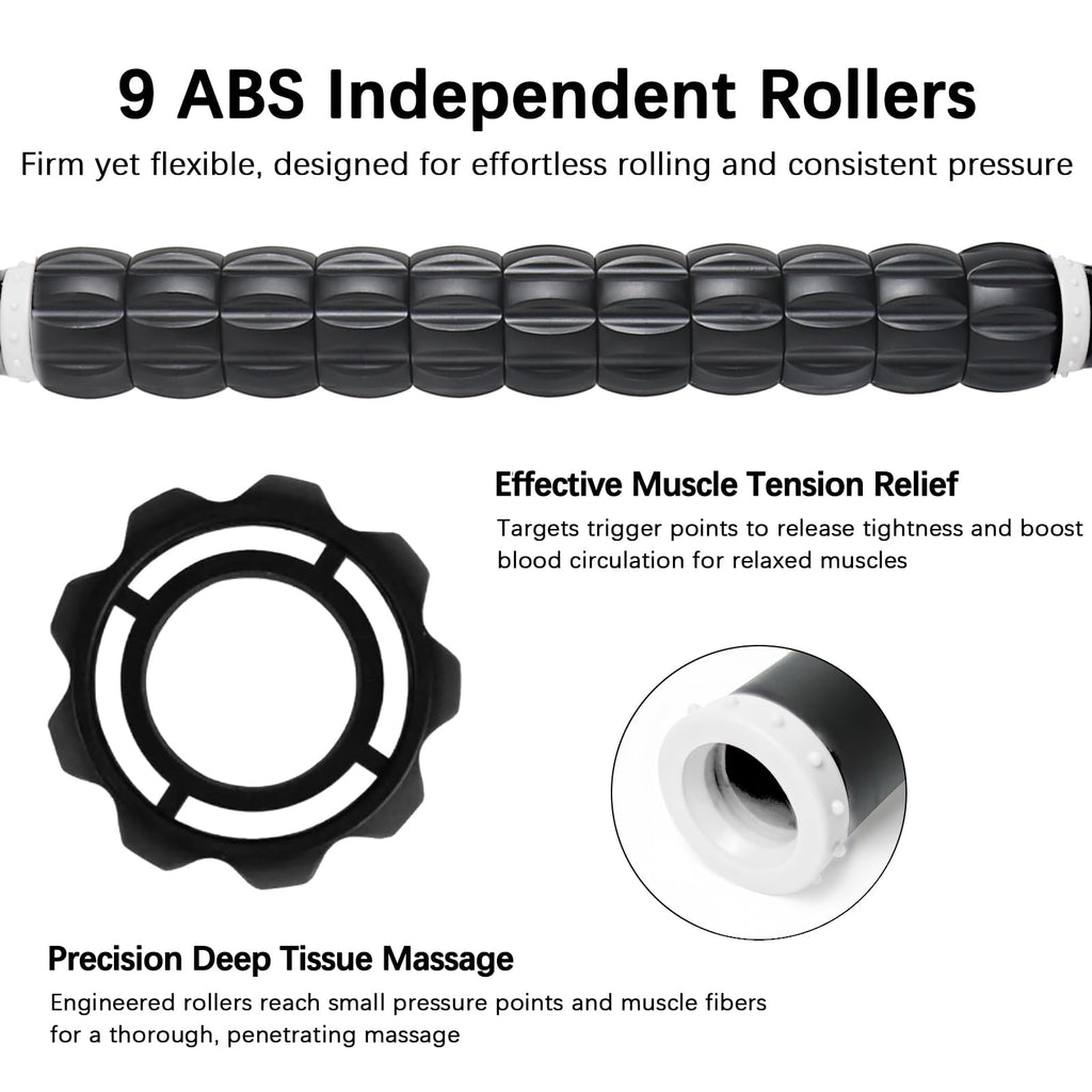 Wooden Cellulite Massage Roller for Legs and Thighs - Handheld Fascia Blaster Tool for Muscle Relief, Lymphatic Drainage & Body Sculpting - Anti Cellulite Massager for Women and Men (12 Wheel)