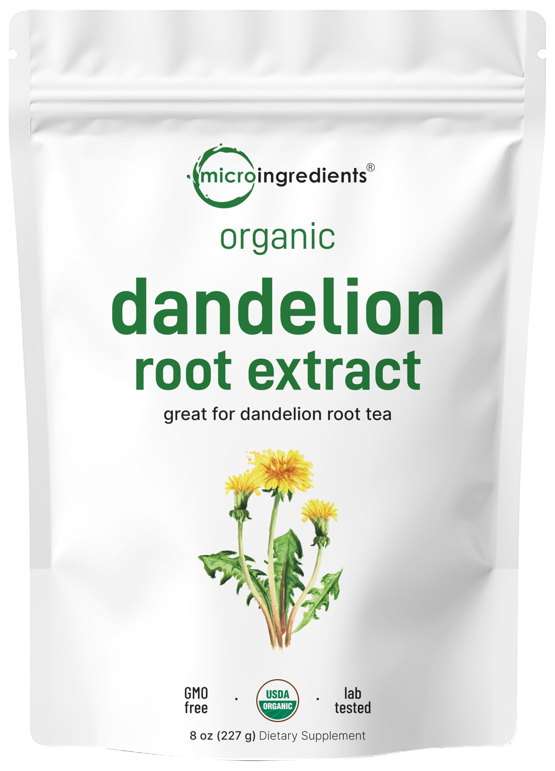 Micro Ingredients Organic Dandelion Root Extract Powder, 1lb | Up to 454 Servings | Great for Dandelion Root Tea, Beverages & Recipes | USDA Organic, Non-GMO, Caffeine Free, Filler Free