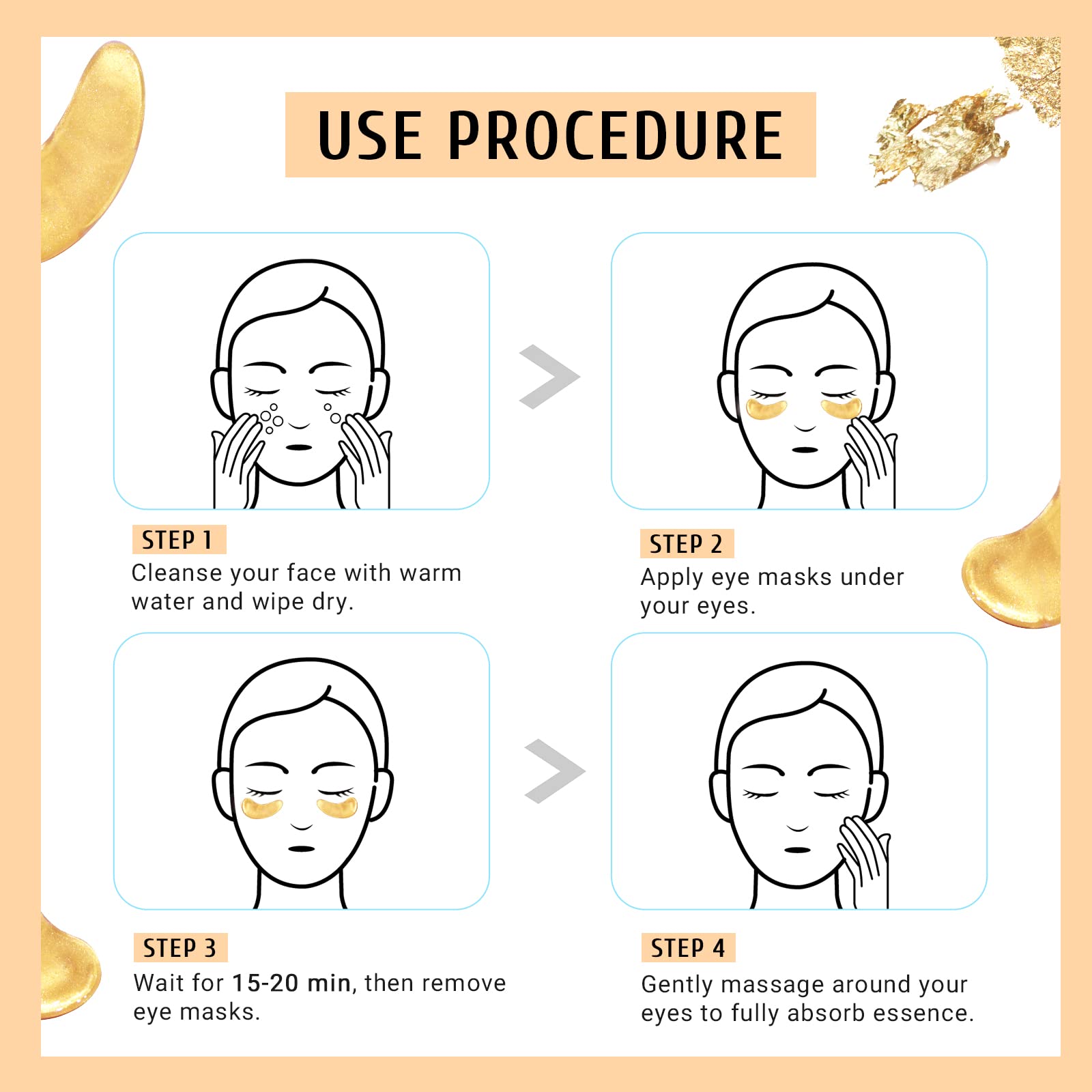 PEAUAMIE Under Eye Patches Gold and Hyaluronic Acid for puffy eyes,Rose Eye Masks for Dark Circles and Puffiness skin care Smooth Wrinkles products 30 Pairs