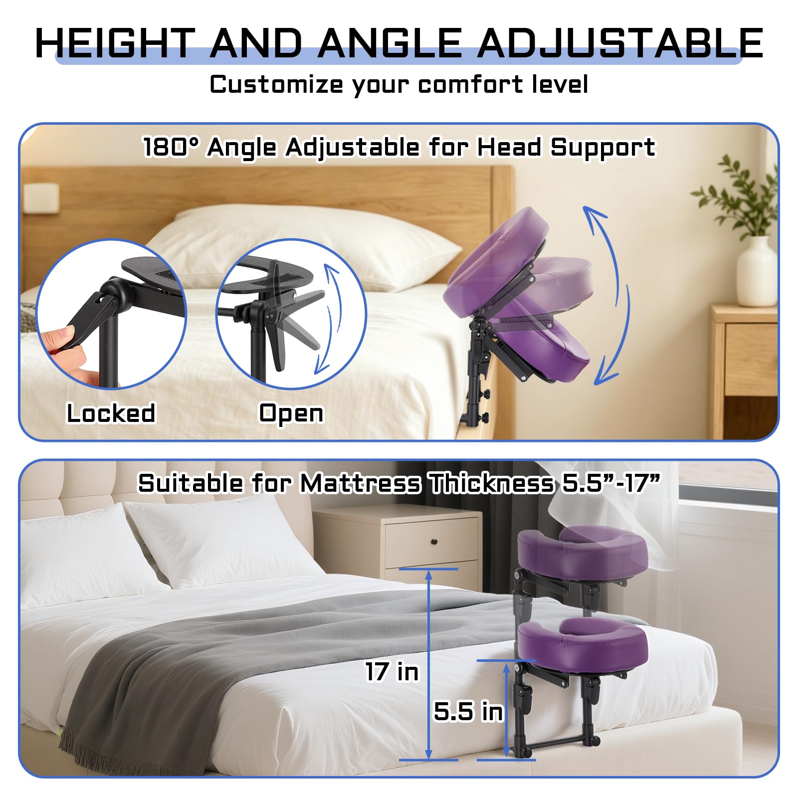 Face Down Massage Pillow for Sleeping, Non-Slip Bottom | Face Down Pillow with Non-Slip Bottom Home Head Cushion and Chest Cushion for SPA & Sleep (Gray)