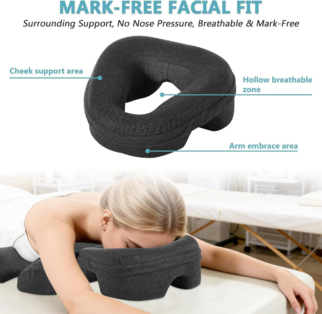 Face Down Massage Pillow for Sleeping, Non-Slip Bottom | Face Down Pillow with Non-Slip Bottom Home Head Cushion and Chest Cushion for SPA & Sleep (Gray)