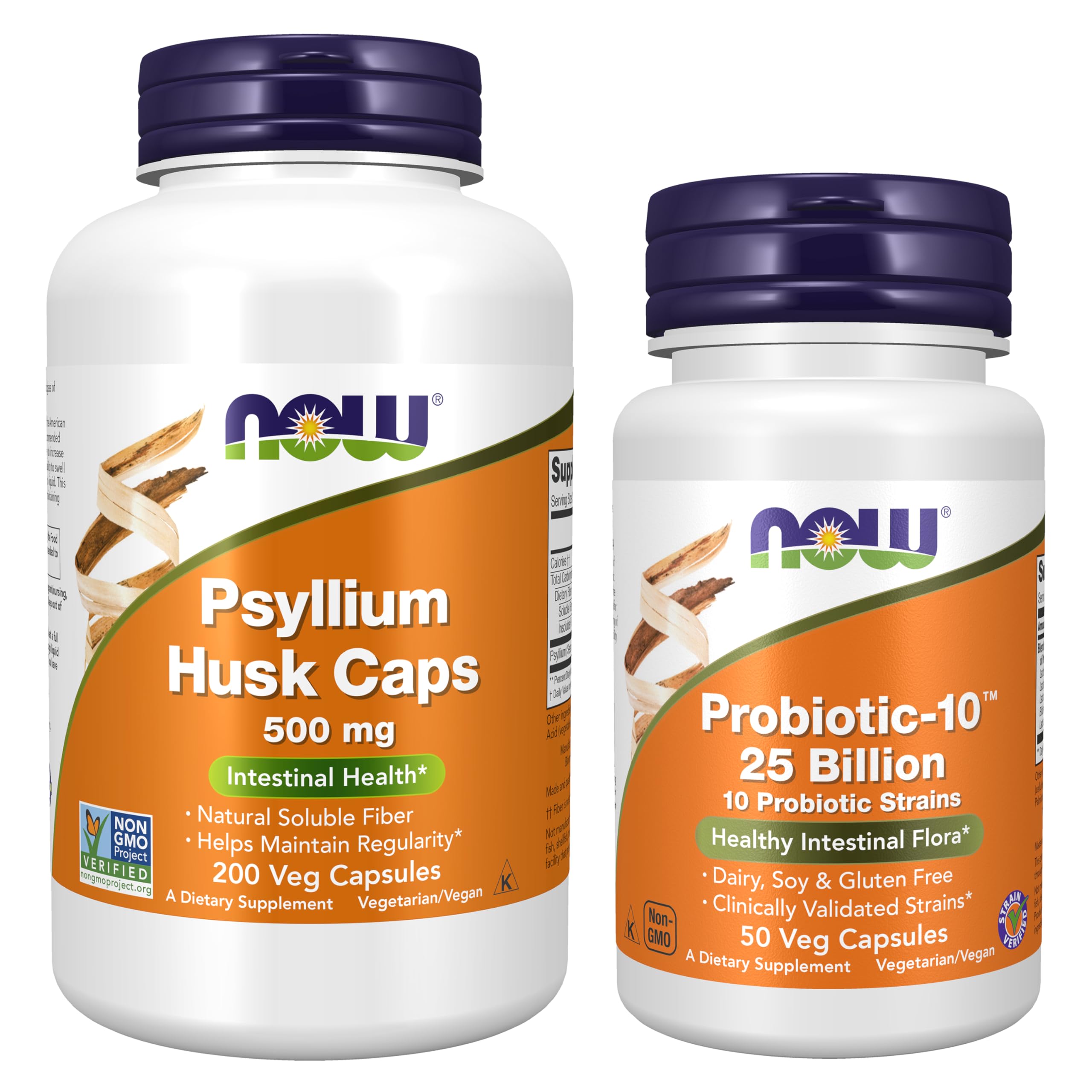 NOW Foods Supplements, Psyllium Husk Caps 500 mg, Non-GMO Project Verified, Natural Soluble Fiber, Intestinal Health*, 500 Veg Capsules