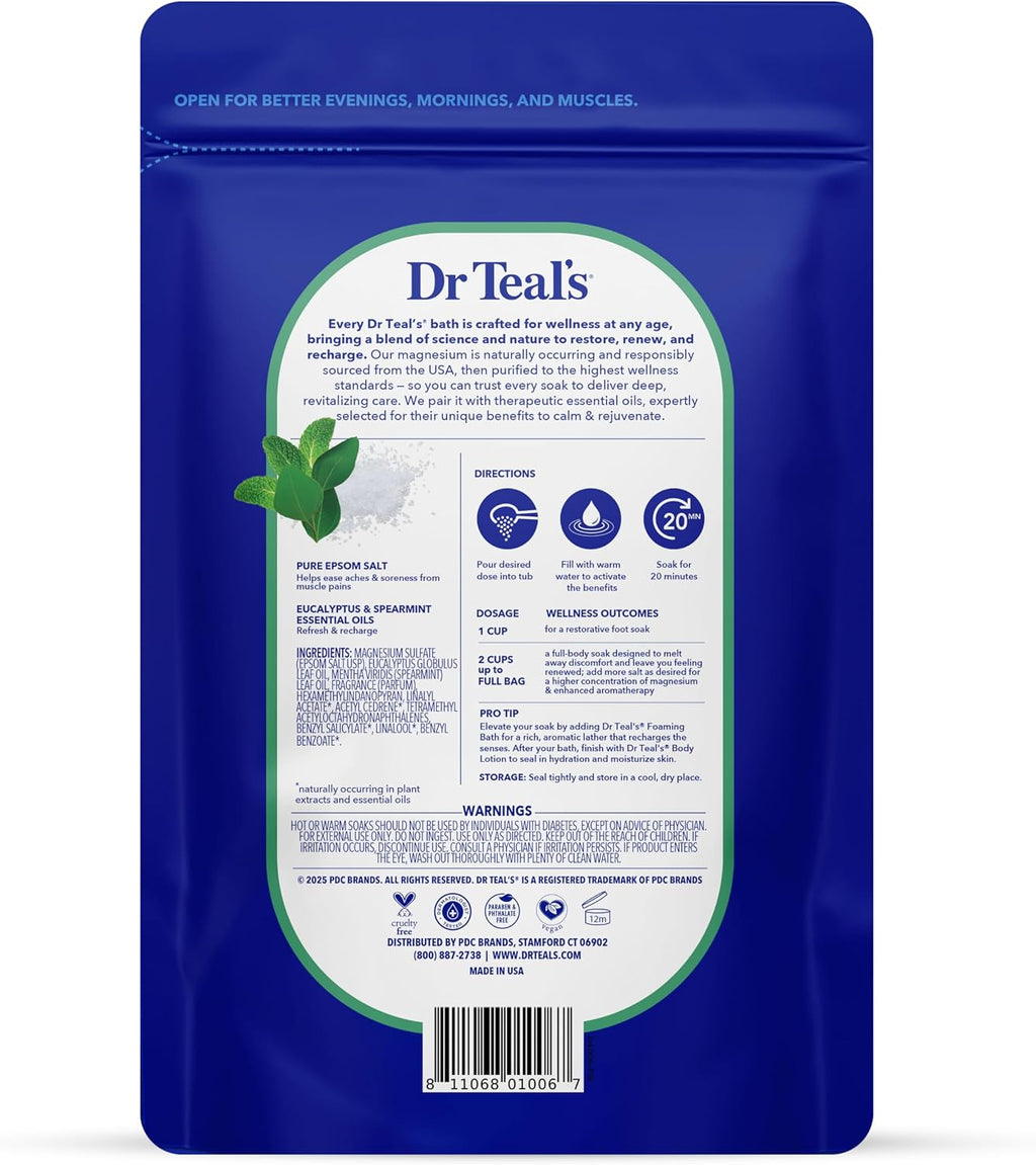 Dr Teal's Epsom Salt Magnesium Soak, Lavender, Eucalyptus & Wellness Trio, 3 lbs (Pack of 3)