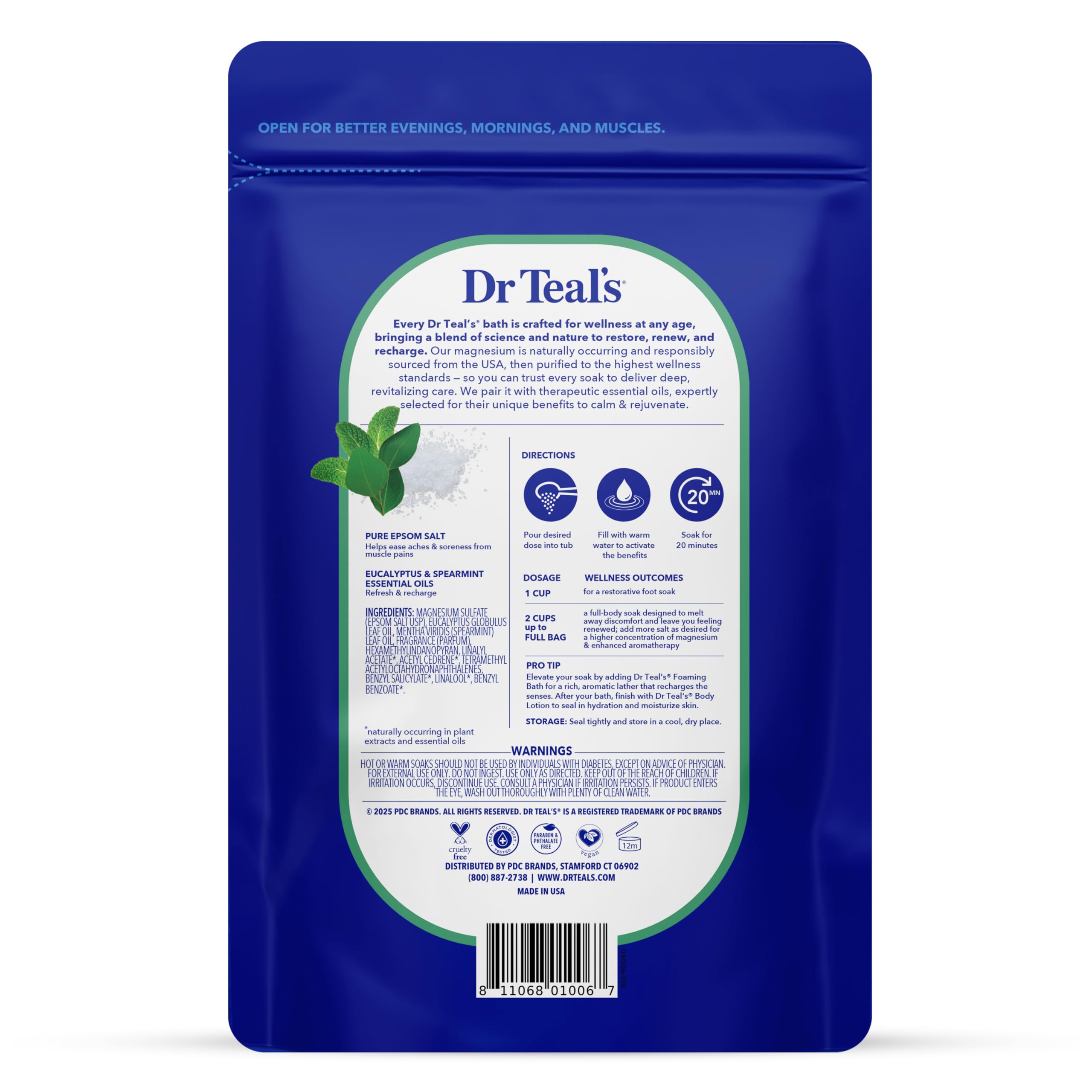 Dr Teal's Epsom Salt Magnesium Soak, Lavender, Eucalyptus & Wellness Trio, 3 lbs (Pack of 3)