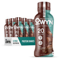 OWYN Only What You Need Dark Chocolate Flavored 20g Protein Shake, 12 Ct | 20g Protein, 4g Sugar, 3g Prebiotic Fiber, Dairy Free, Plant Protein, Gluten Free, Individual 12fl oz Bottles