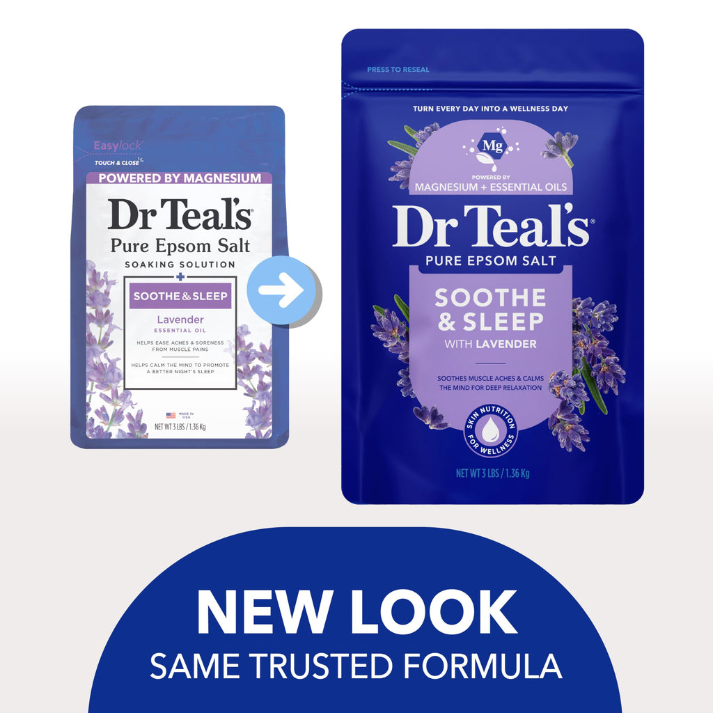 Dr Teal's Epsom Salt Magnesium Soak, Lavender, Eucalyptus & Wellness Trio, 3 lbs (Pack of 3)