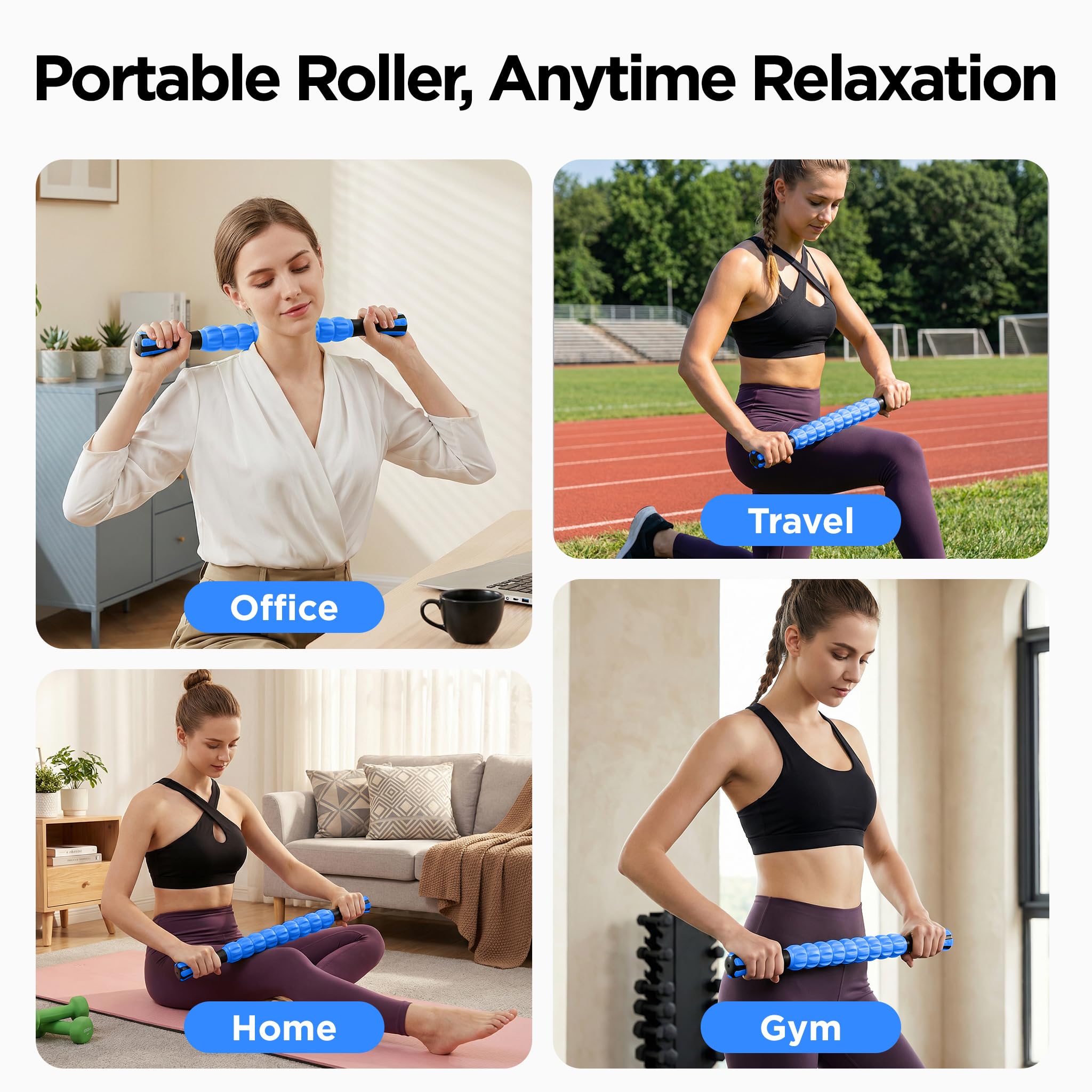 Wooden Cellulite Massage Roller for Legs and Thighs - Handheld Fascia Blaster Tool for Muscle Relief, Lymphatic Drainage & Body Sculpting - Anti Cellulite Massager for Women and Men (12 Wheel)