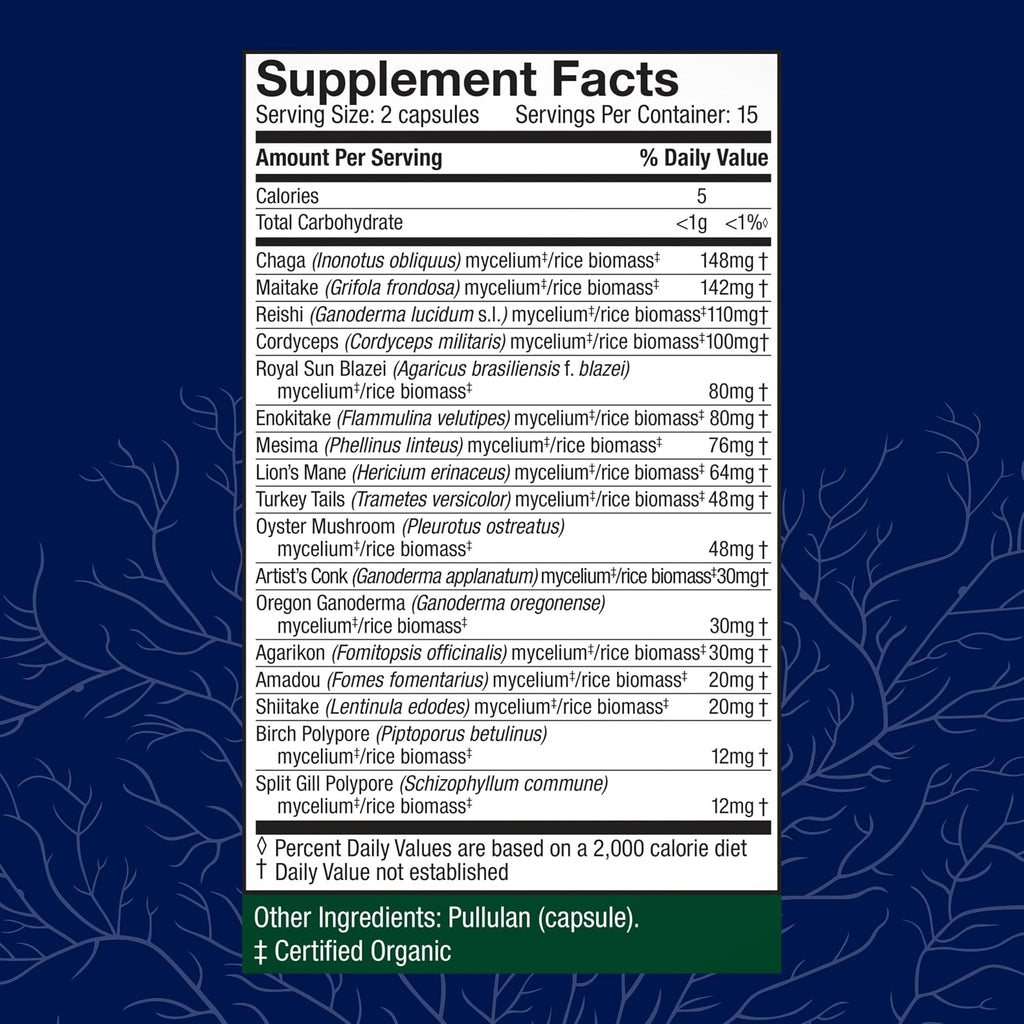 Host Defense MyCommunity Capsules, Immune Support, 120 Capsules | 17 Species Blend Organic Mushroom for Immune Support, 60 Servings